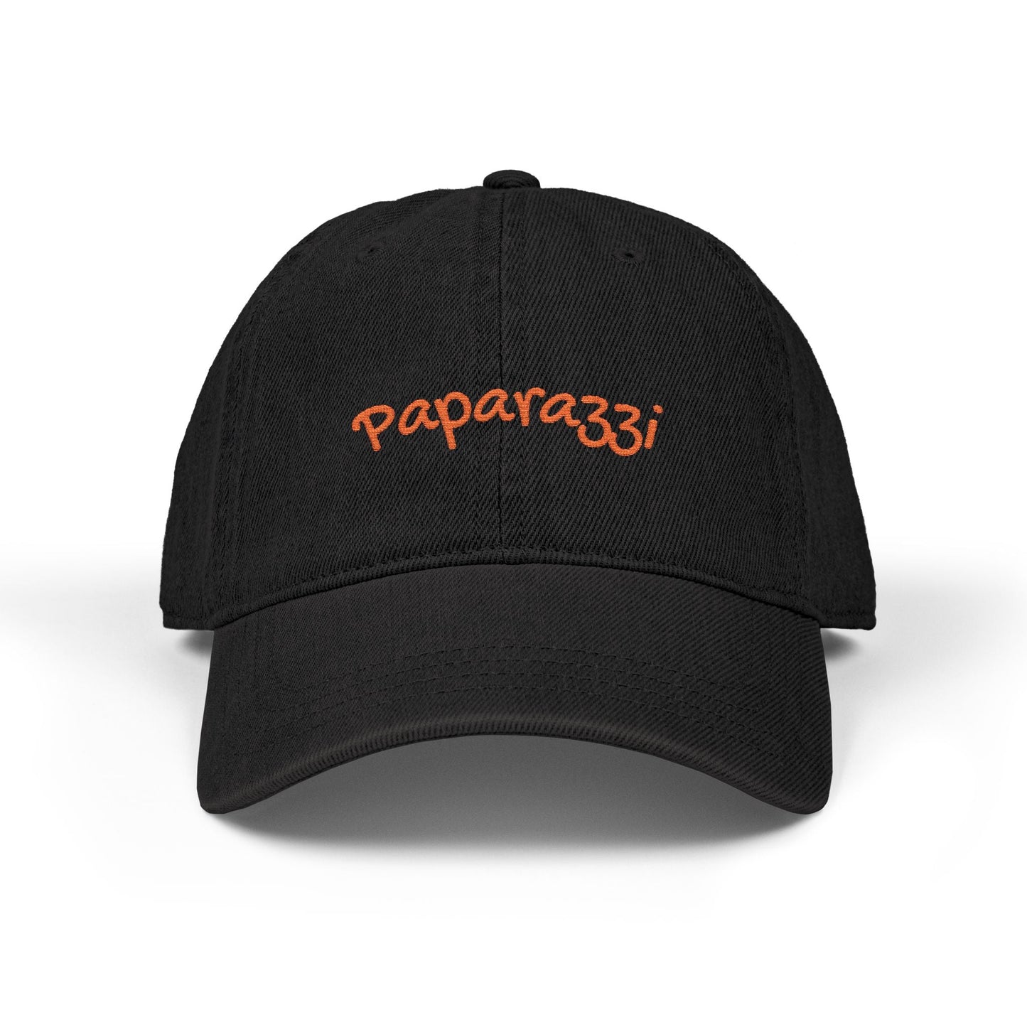 Denim Baseball Cap Paparazzi in black with orange Printify