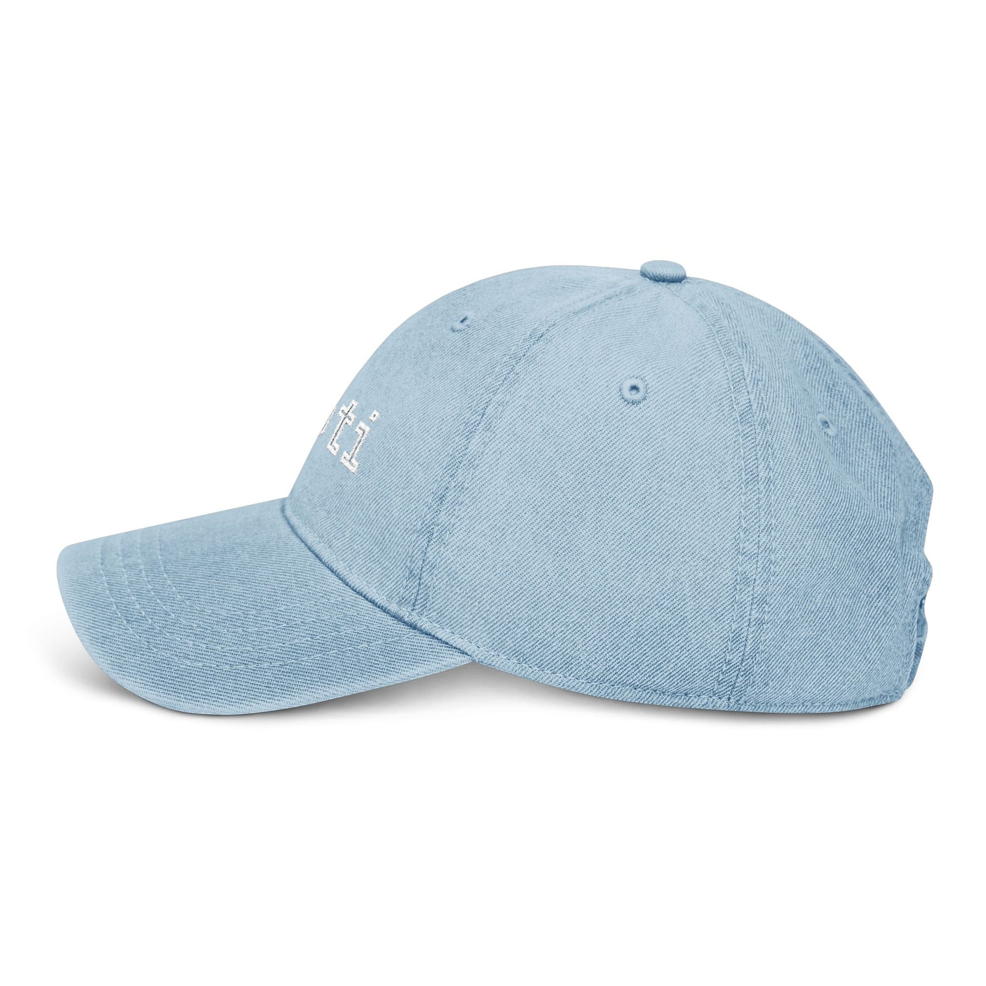 Denim Baseball Cap Piloti in light blue Printify