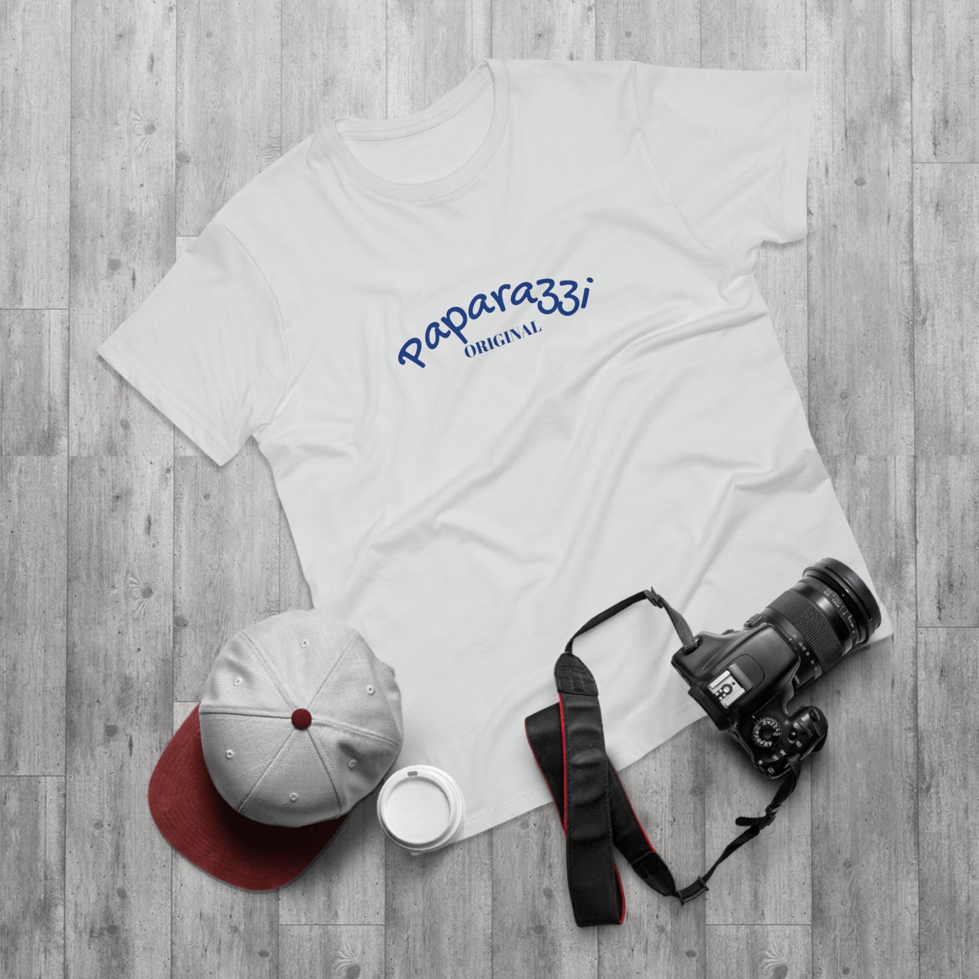 Paparazzi Men T-shirt white with blue navy blue Printify