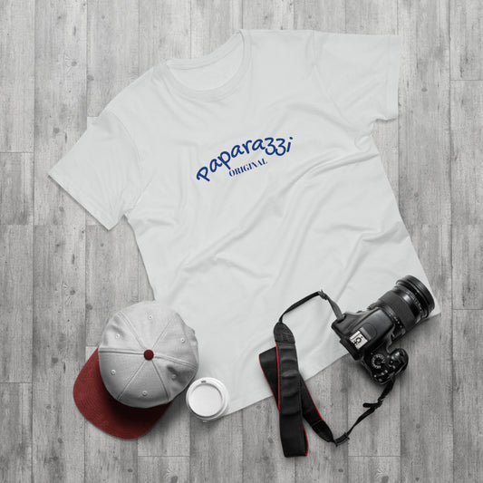 Paparazzi Men T-shirt white with blue navy blue