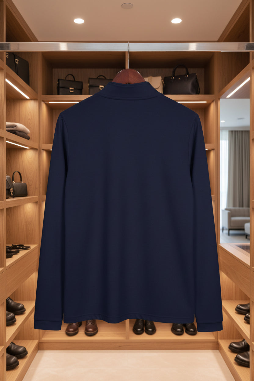 Adidas® MONACO Navy Quarter-Zip Pullover backside Navy