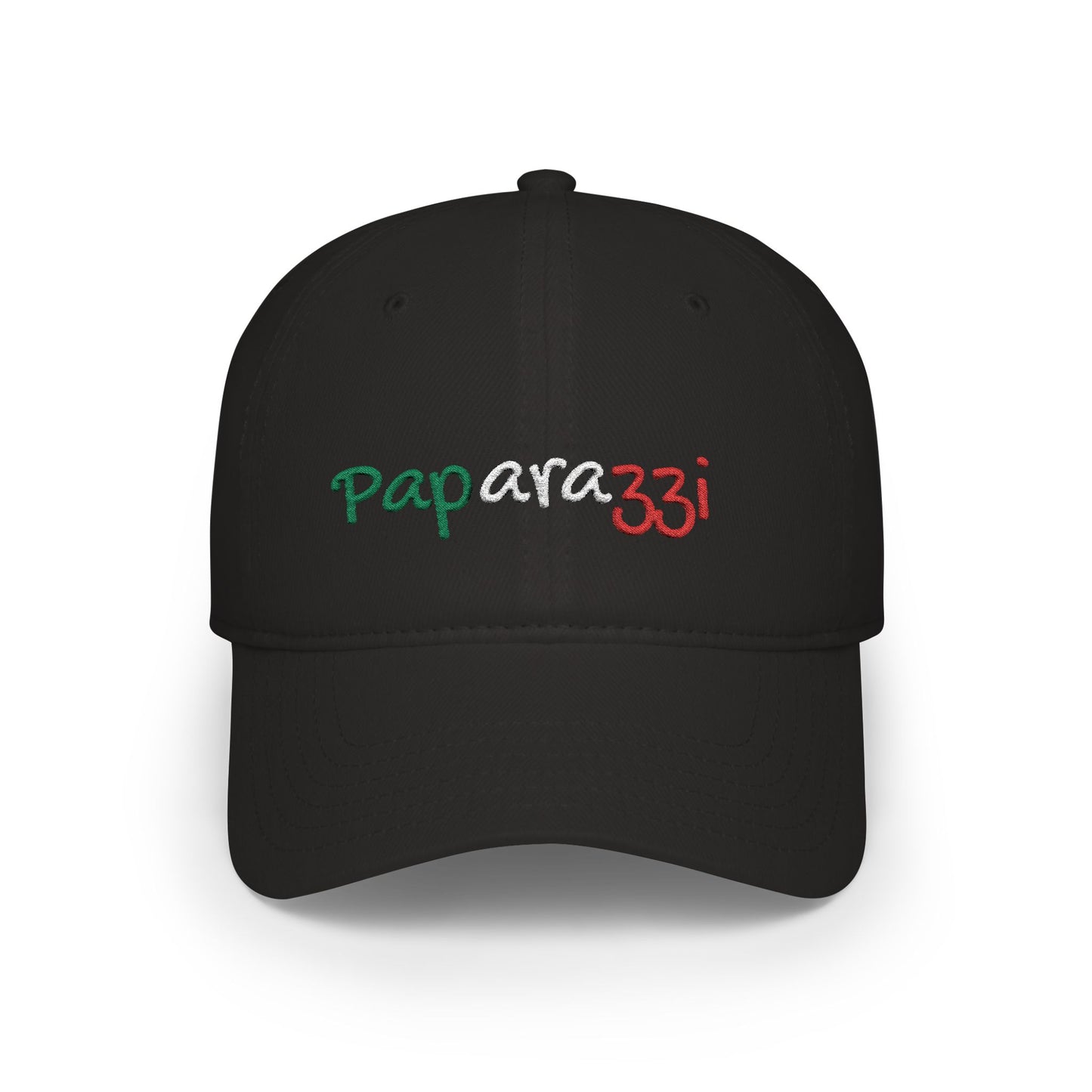 A black Paparazzi baseball cap embroidered with Italy Tricolore frontside - Paparazzi Original