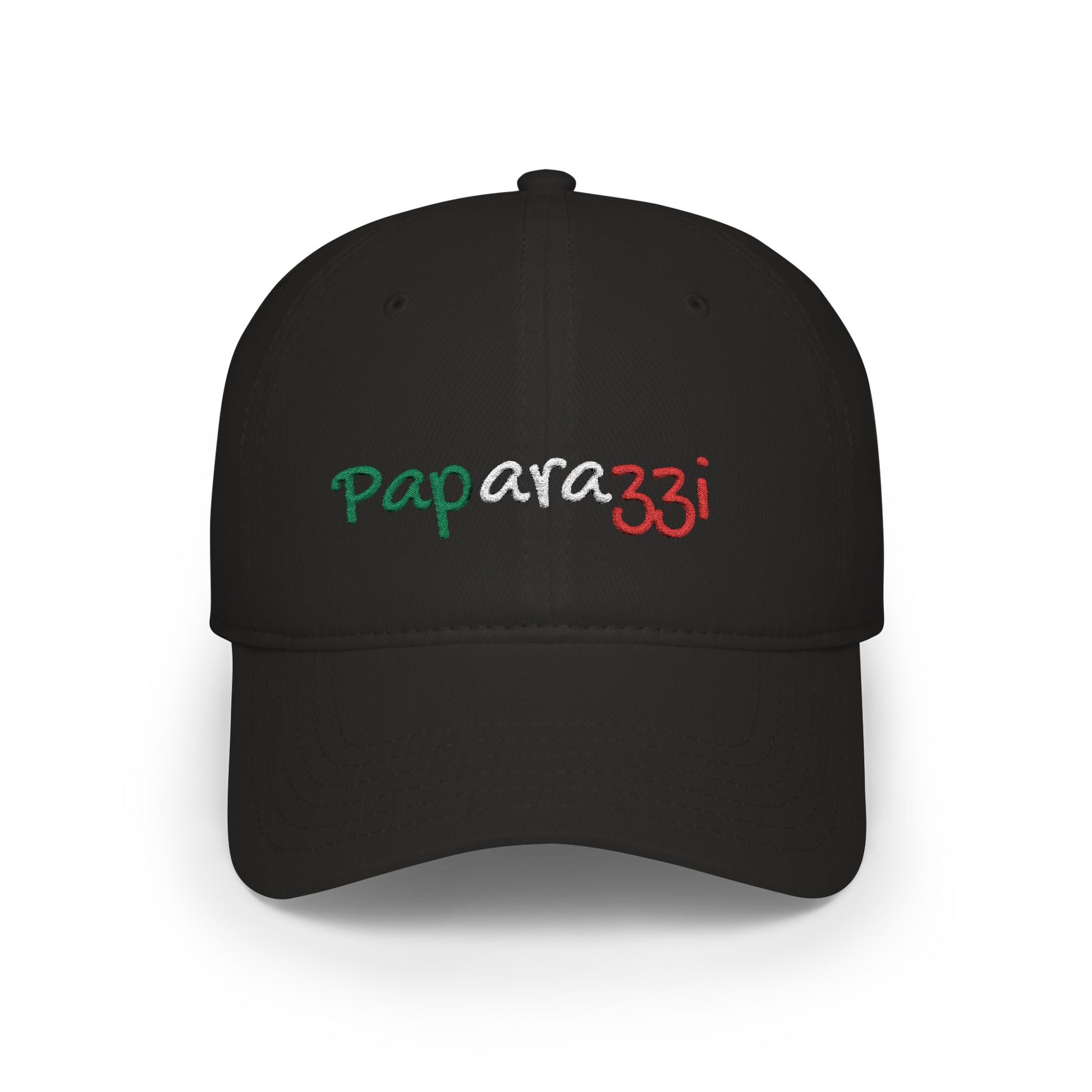 A black Paparazzi baseball cap embroidered with Italy Tricolore frontside - Paparazzi Original