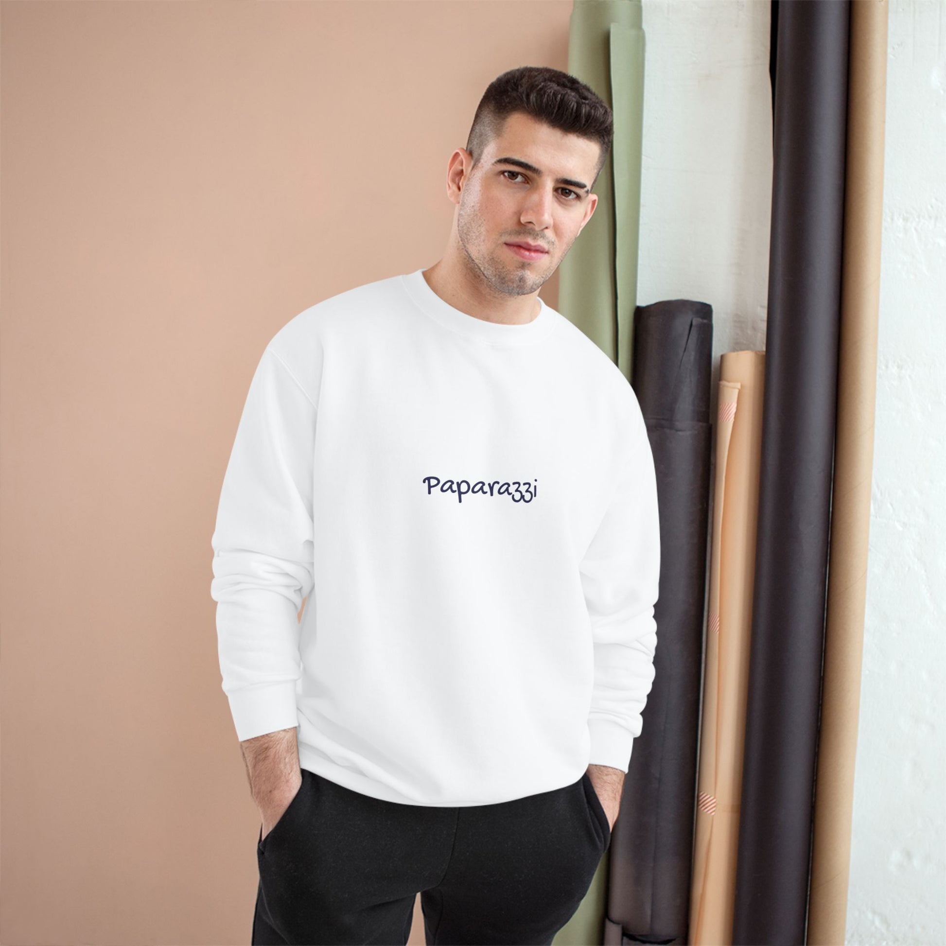 White Gold Paparazzi Champion Sweatshirt Printify