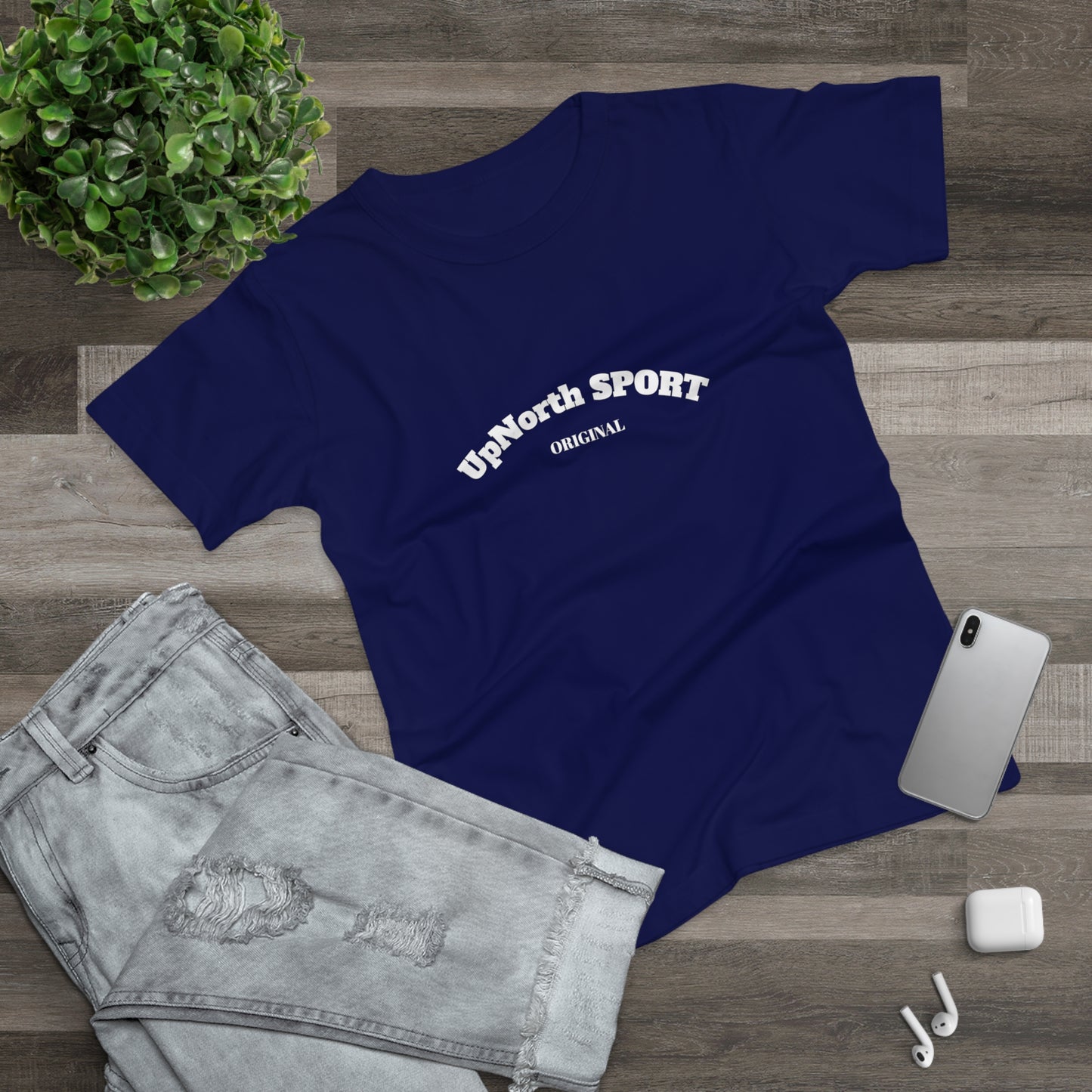 Women T-Shirt navy with white