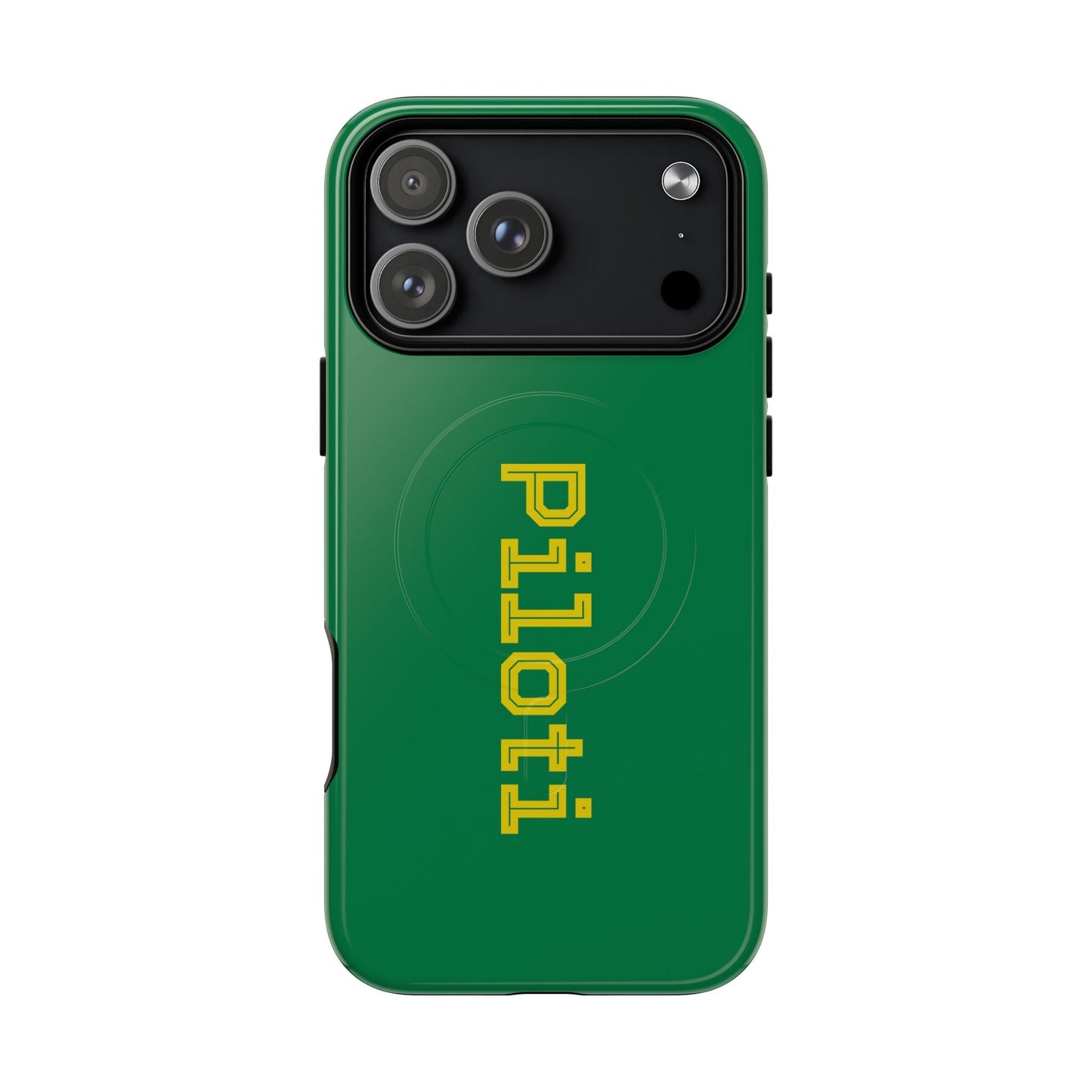 Tough Magnetic iPhone Cases Piloti in dark green with yellow Printify