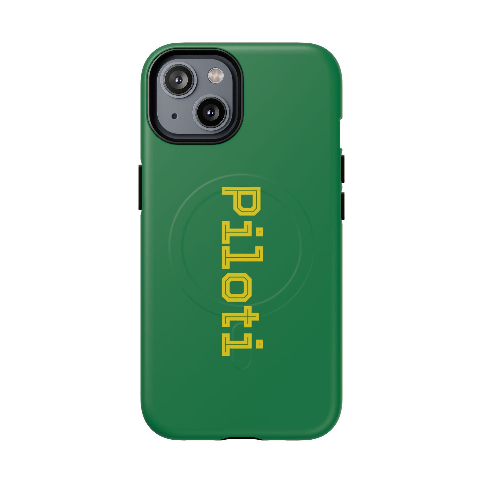 Tough Magnetic iPhone Cases Piloti in dark green with yellow Printify
