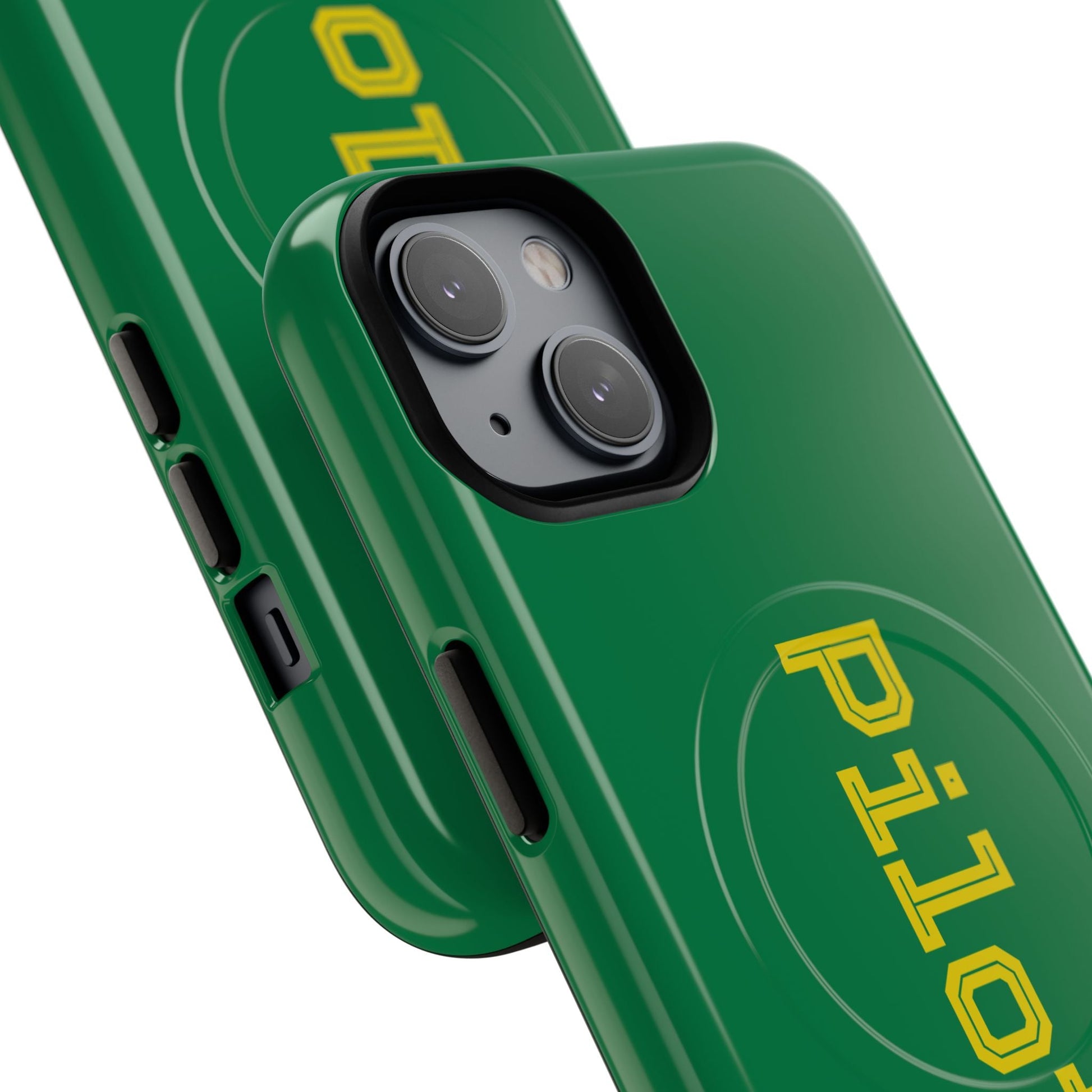 Tough Magnetic iPhone Cases Piloti in dark green with yellow Printify