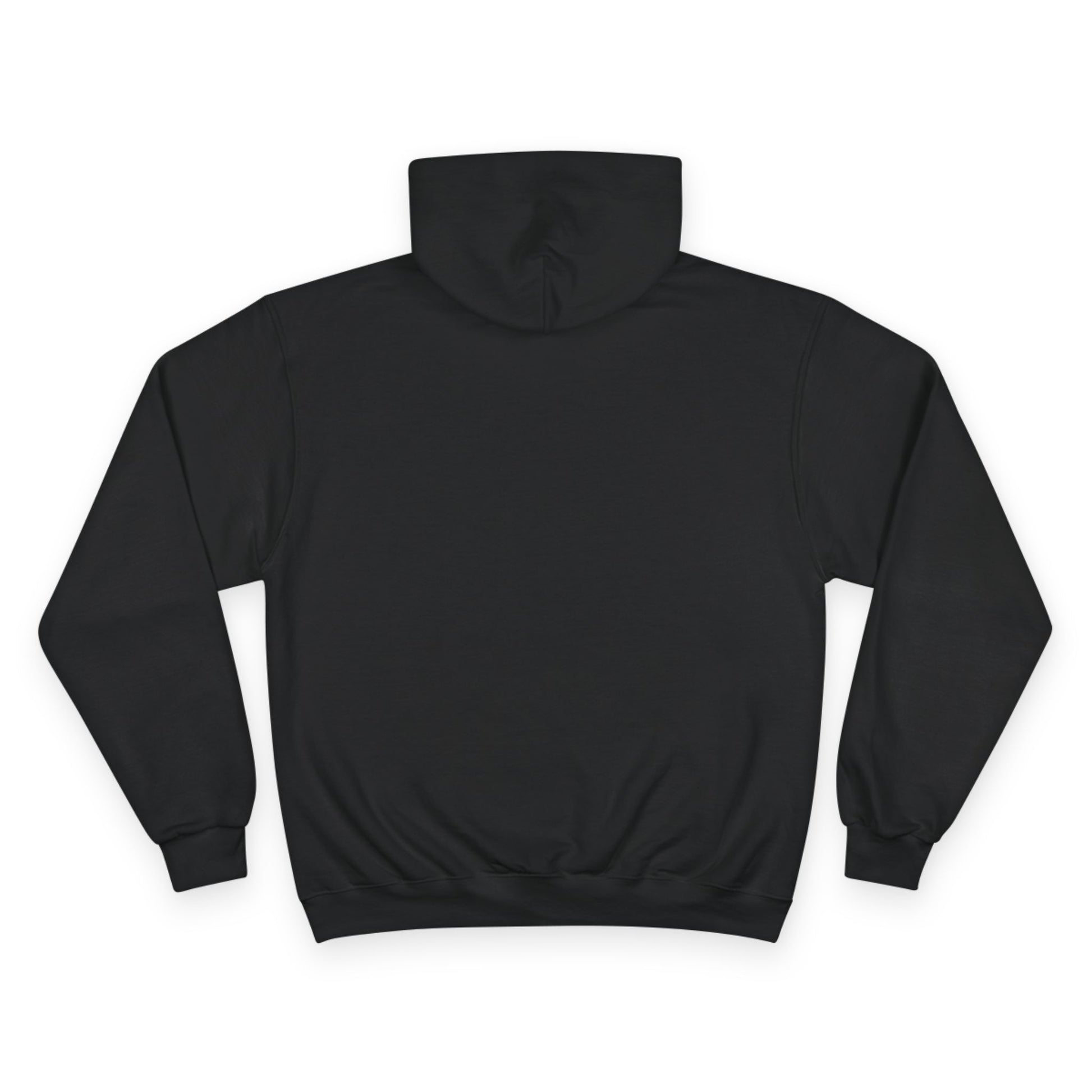 Black hoodie shown from the back on a white background