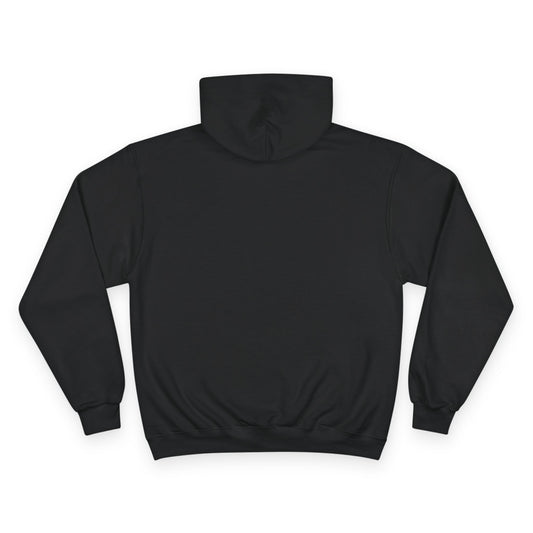 Black hoodie shown from the back on a white background