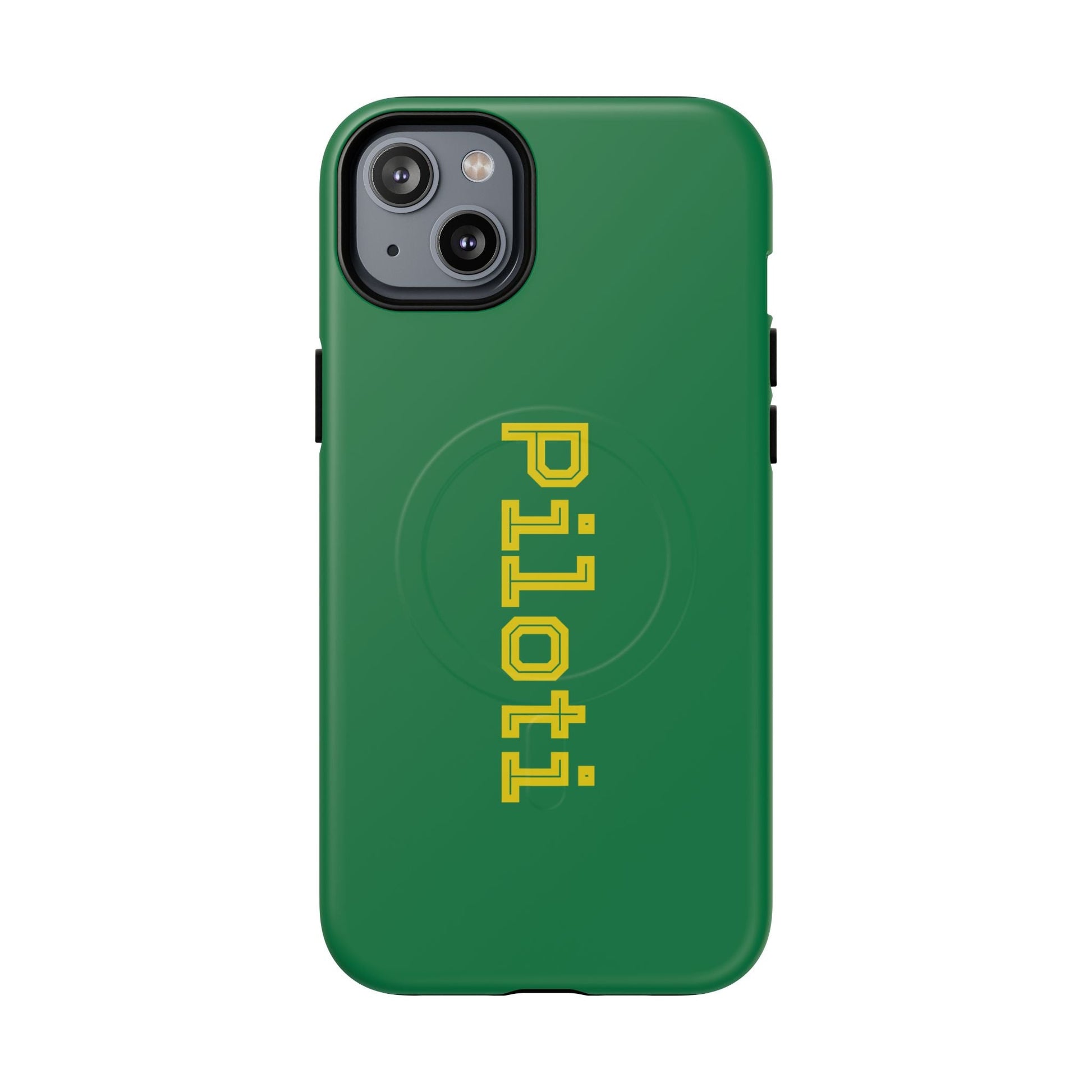 Tough Magnetic iPhone Cases Piloti in dark green with yellow Printify