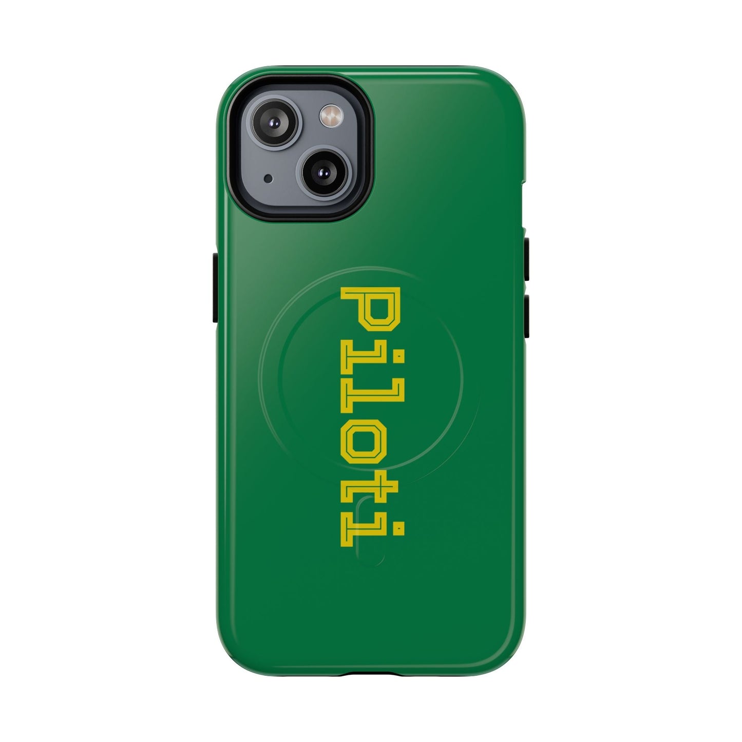 Tough Magnetic iPhone Cases Piloti in dark green with yellow Printify