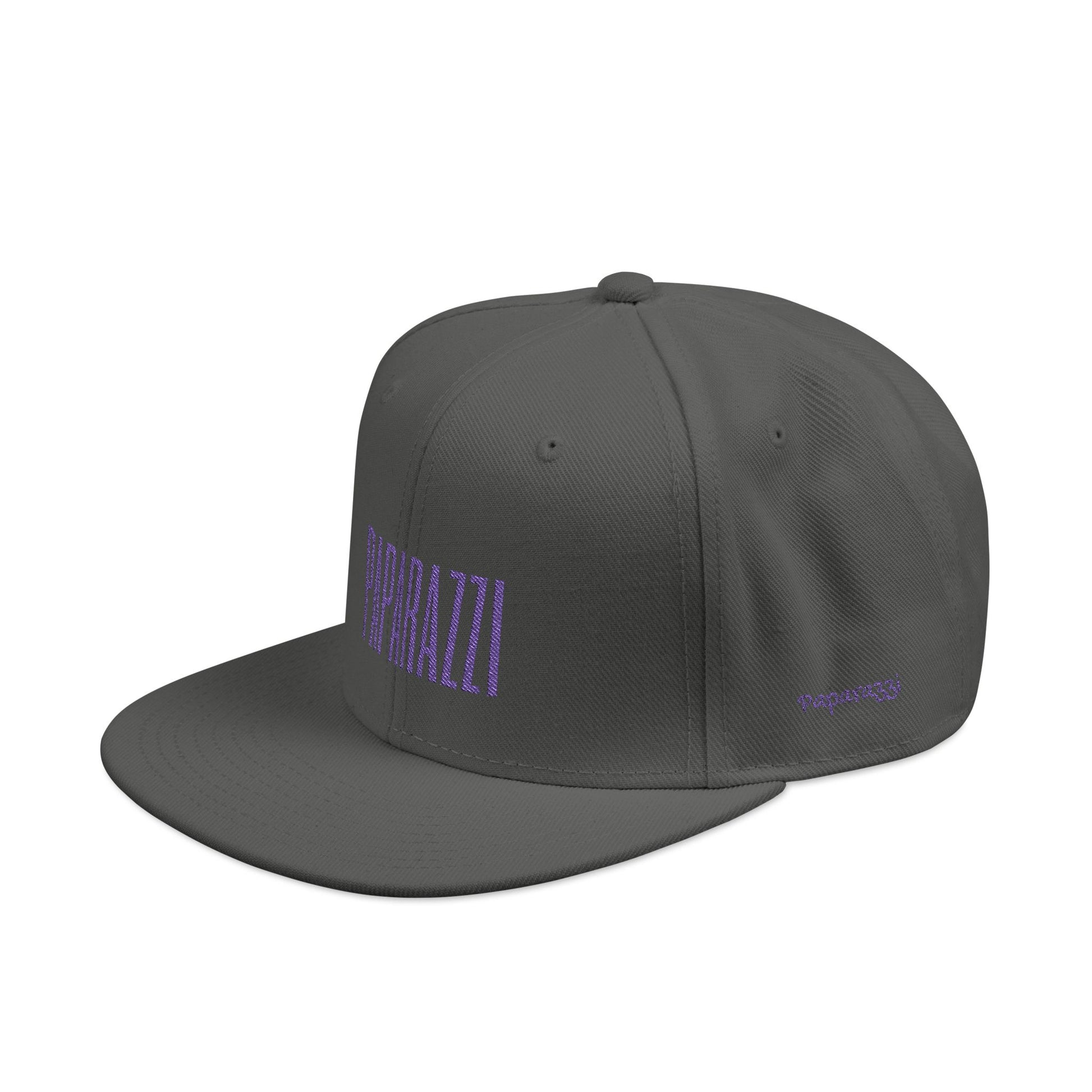 Charcoal Gray Paparazzi Purple Flat Visor Cap left side - Paparazzi Original
