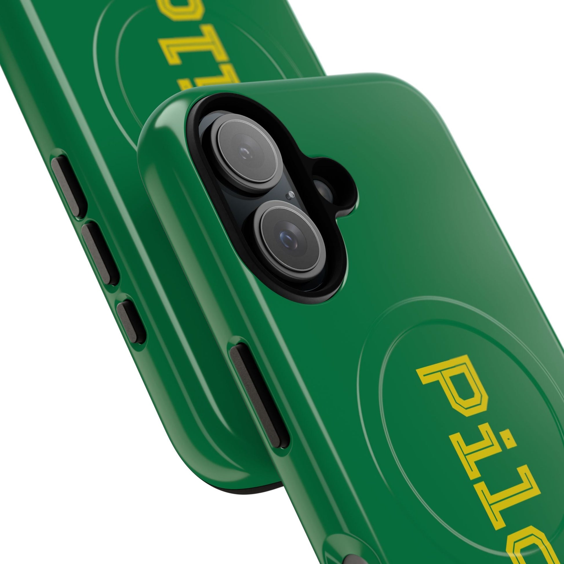 Tough Magnetic iPhone Cases Piloti in dark green with yellow Printify
