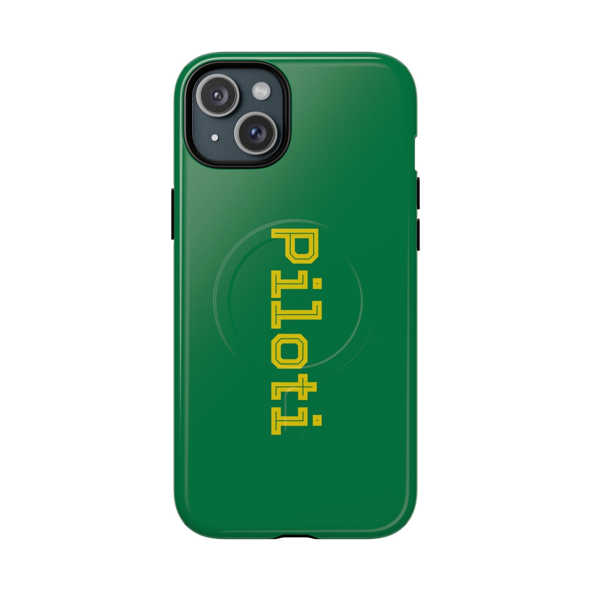 Tough Magnetic iPhone Cases Piloti in dark green with yellow Printify