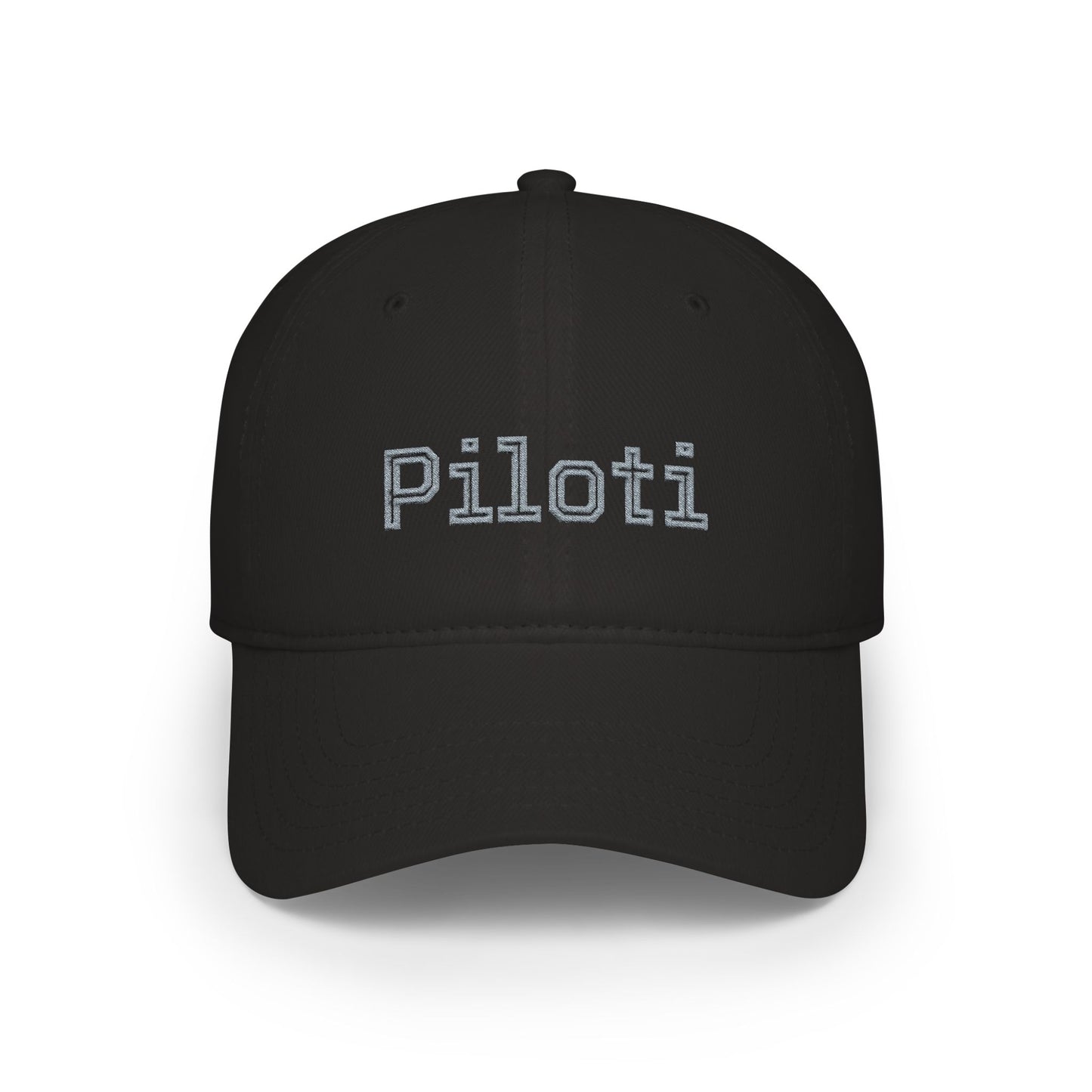Black Piloti Baseball Cap Embroidered with Grey front - UpNorth SPORTS