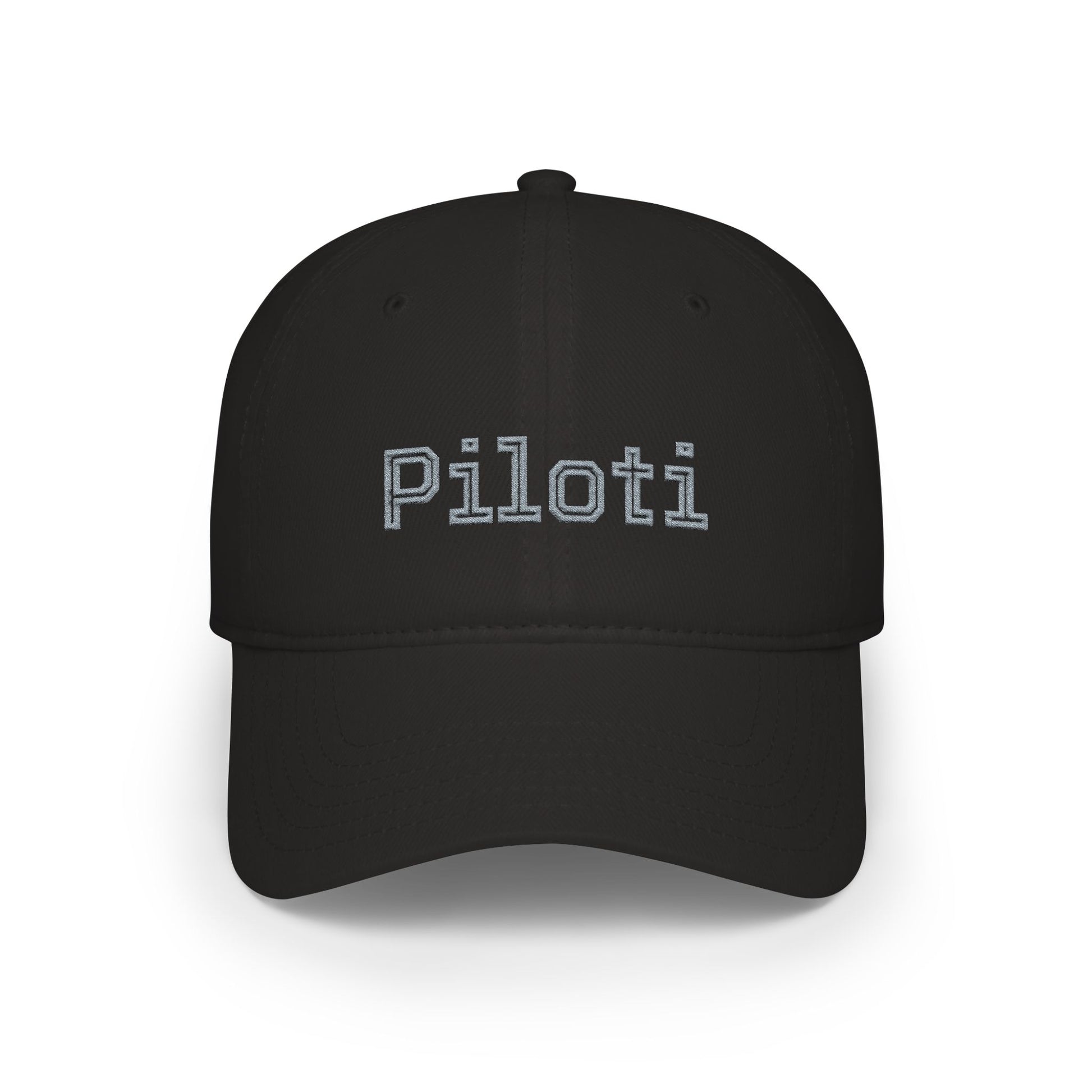 Black Piloti Baseball Cap Embroidered with Grey front - UpNorth SPORTS