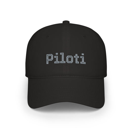 Black Piloti Baseball Cap Embroidered with Grey front - UpNorth SPORTS