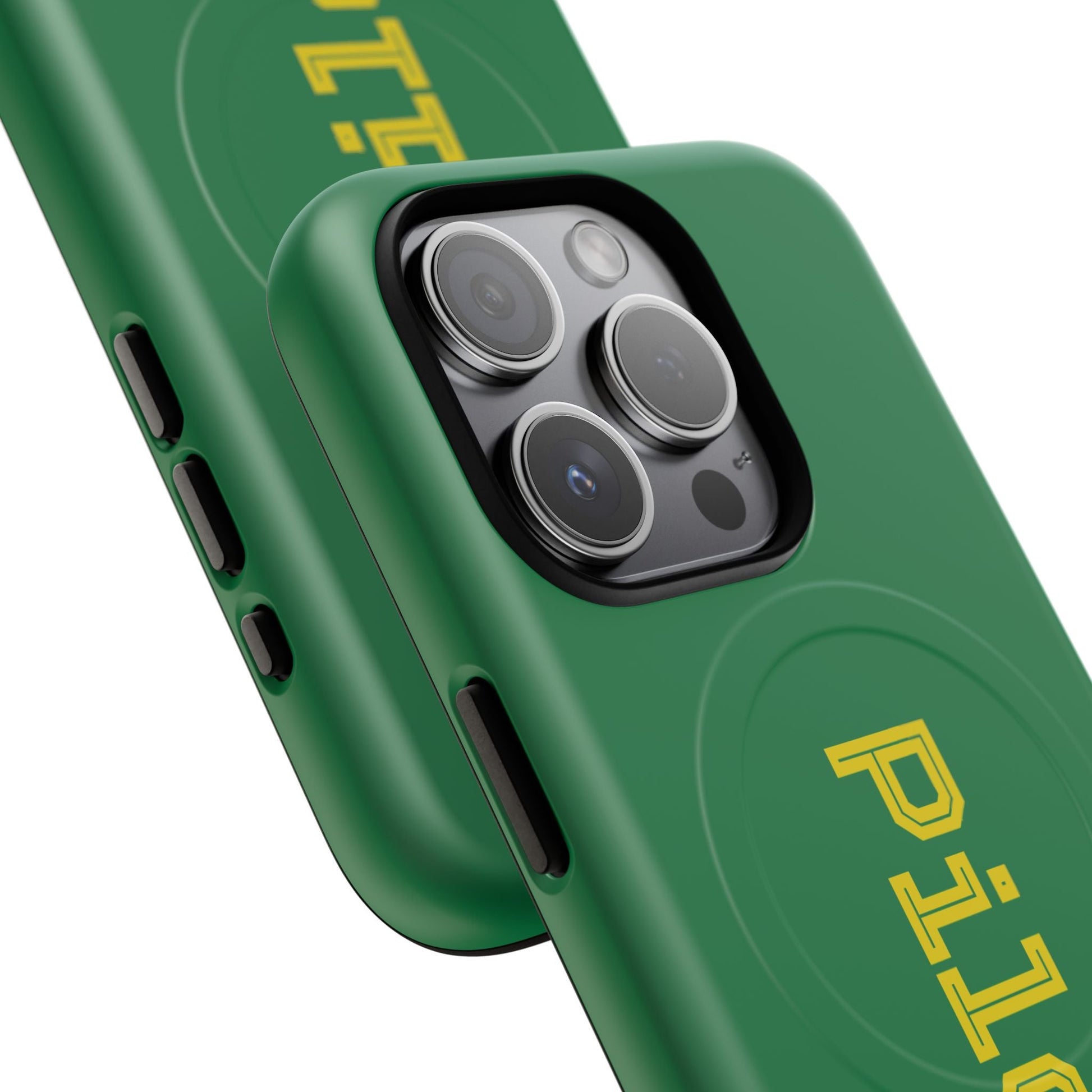 Tough Magnetic iPhone Cases Piloti in dark green with yellow Printify