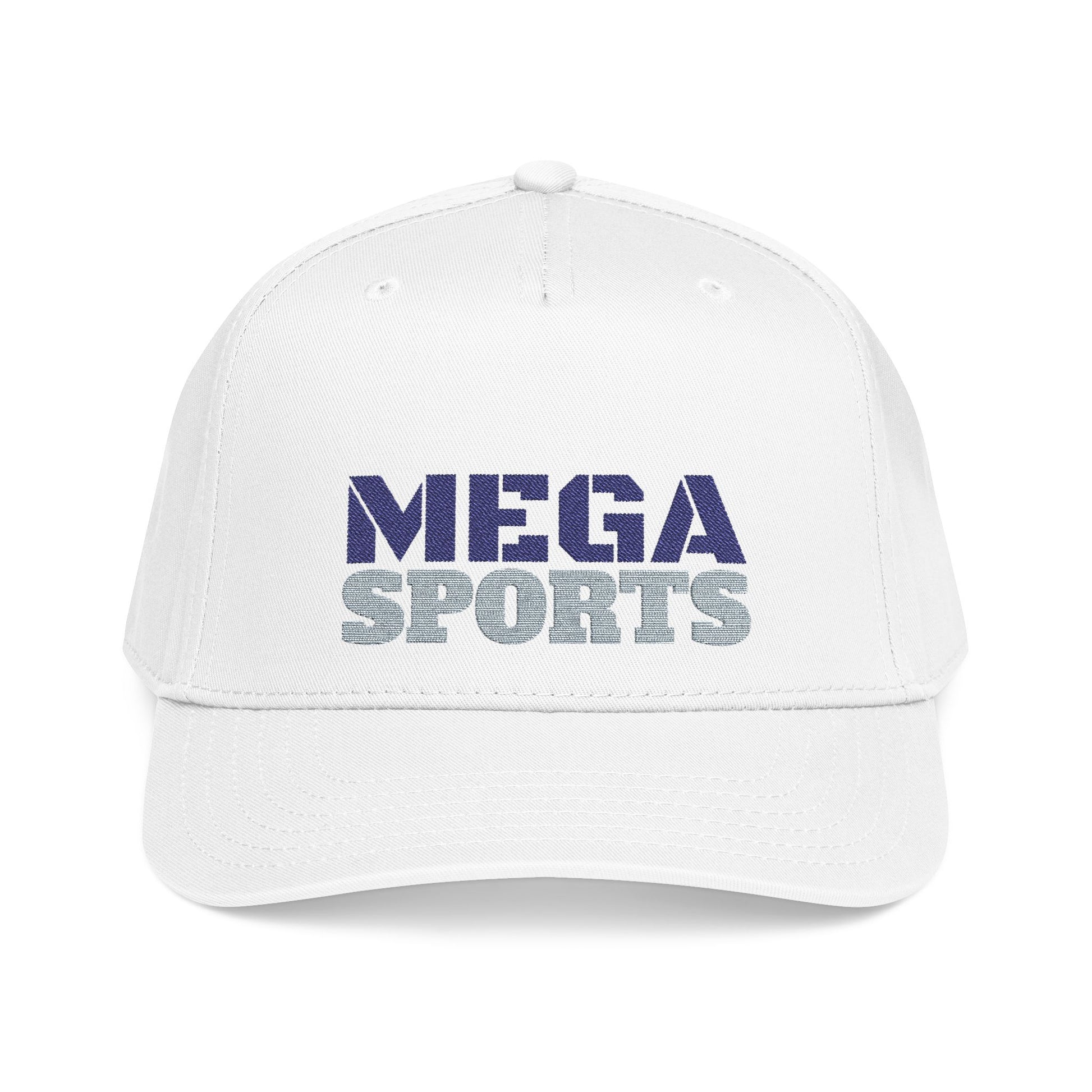 White MEGA SPORTS Mid Profile Cap Printify