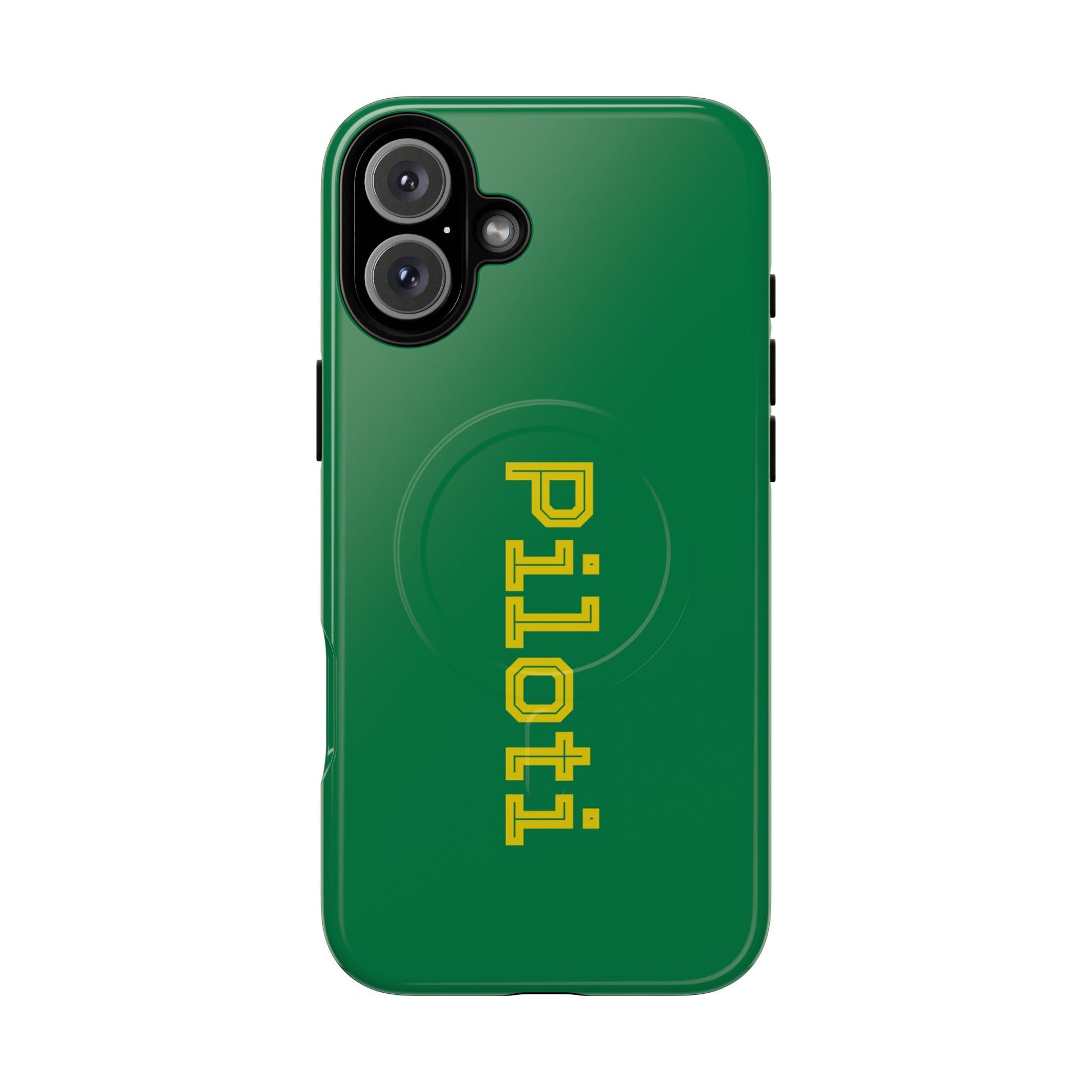 Tough Magnetic iPhone Cases Piloti in dark green with yellow Printify