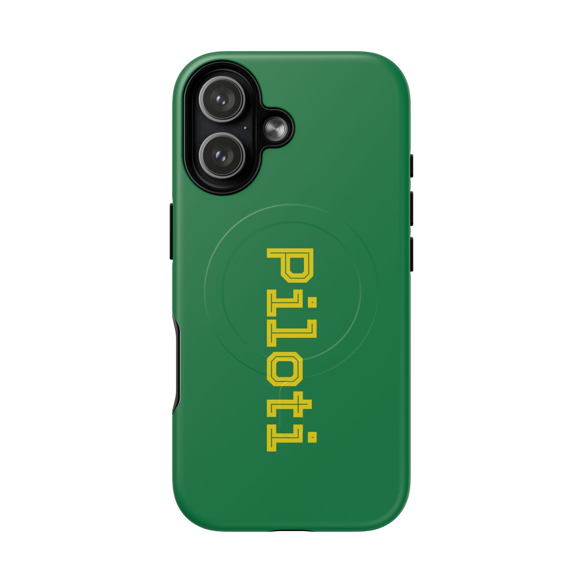 Tough Magnetic iPhone Cases Piloti in dark green with yellow Printify