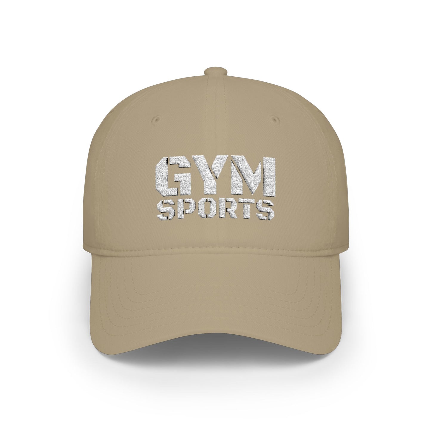 Khaki GYMSports White Baseball Cap frontside - UpNorth SPORTS