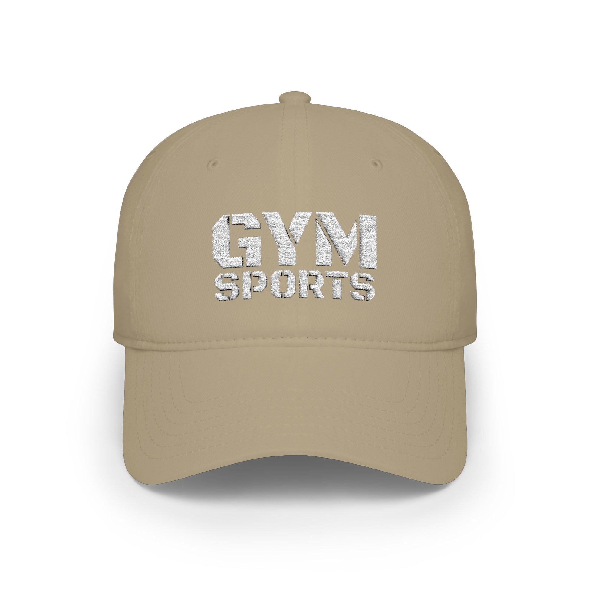 Khaki GYMSports White Baseball Cap frontside - UpNorth SPORTS