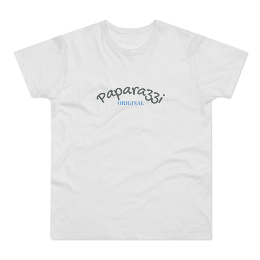Paparazzi Men T-shirt white with dark grey and light blue