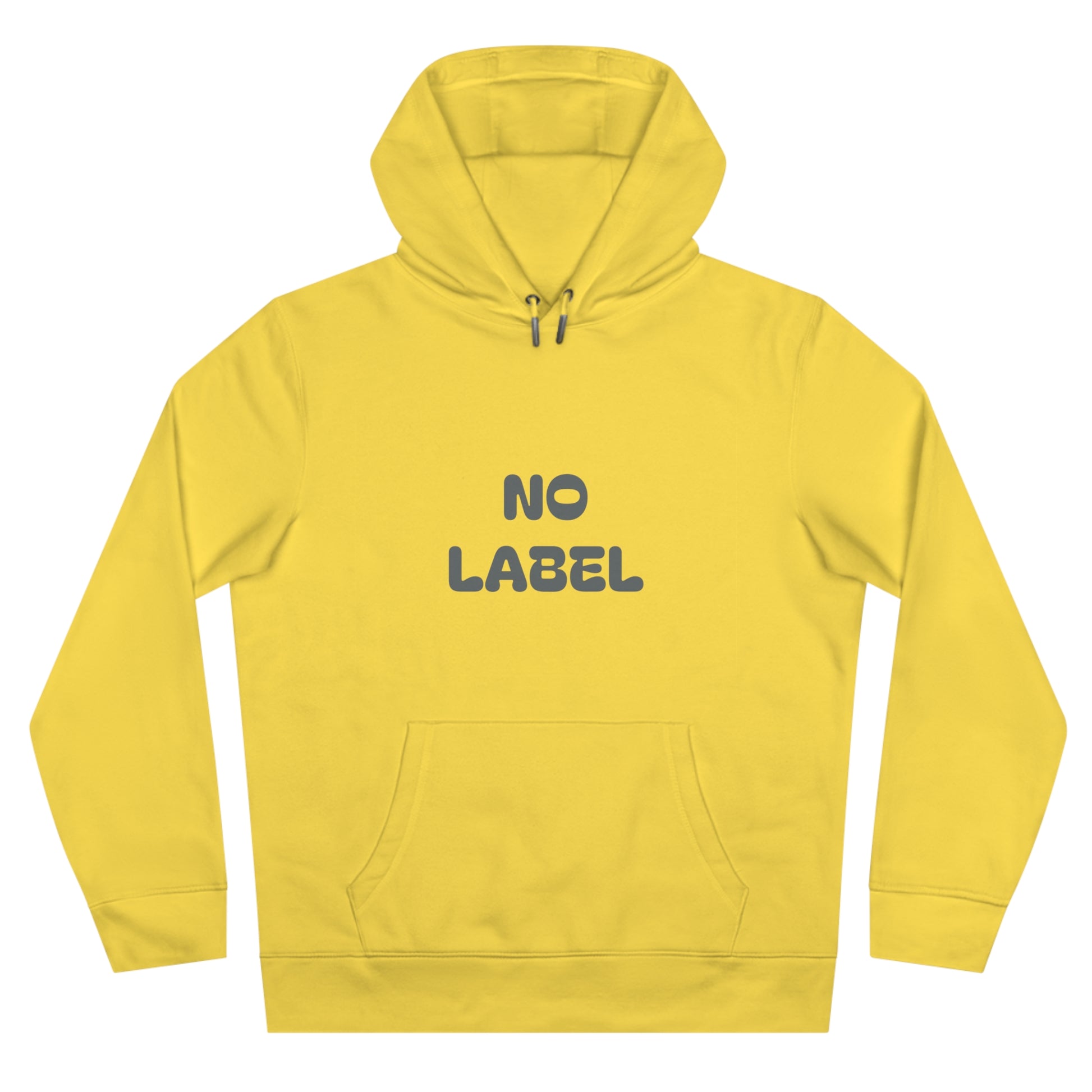No Label Darkgrey on Yellow Hoodie Printify