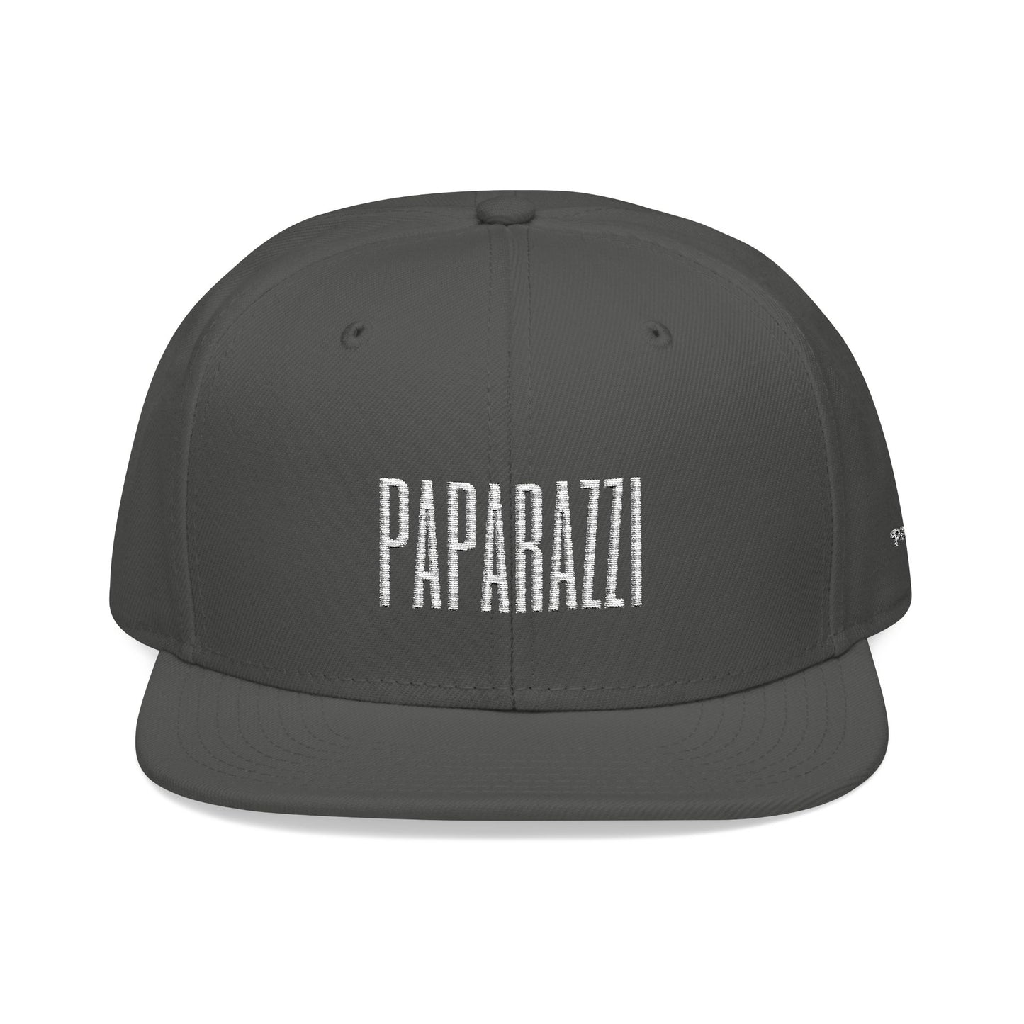 Charcoal Gray Paparazzi White Flat Visor Cap frontside - Paparazzi Original