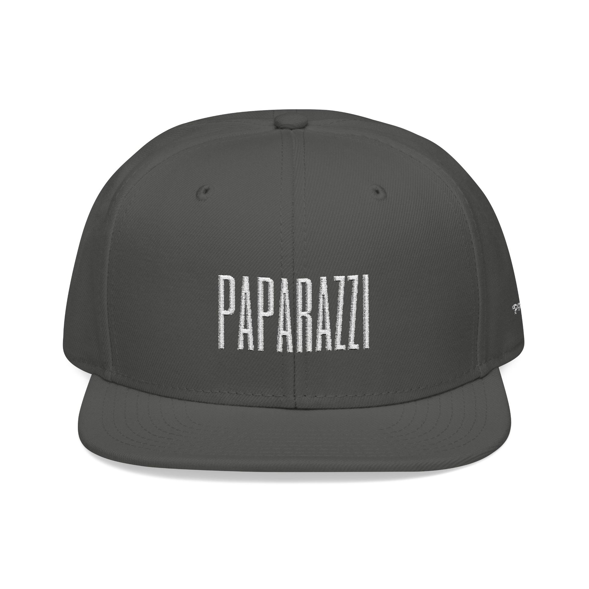 Charcoal Gray Paparazzi White Flat Visor Cap frontside - Paparazzi Original