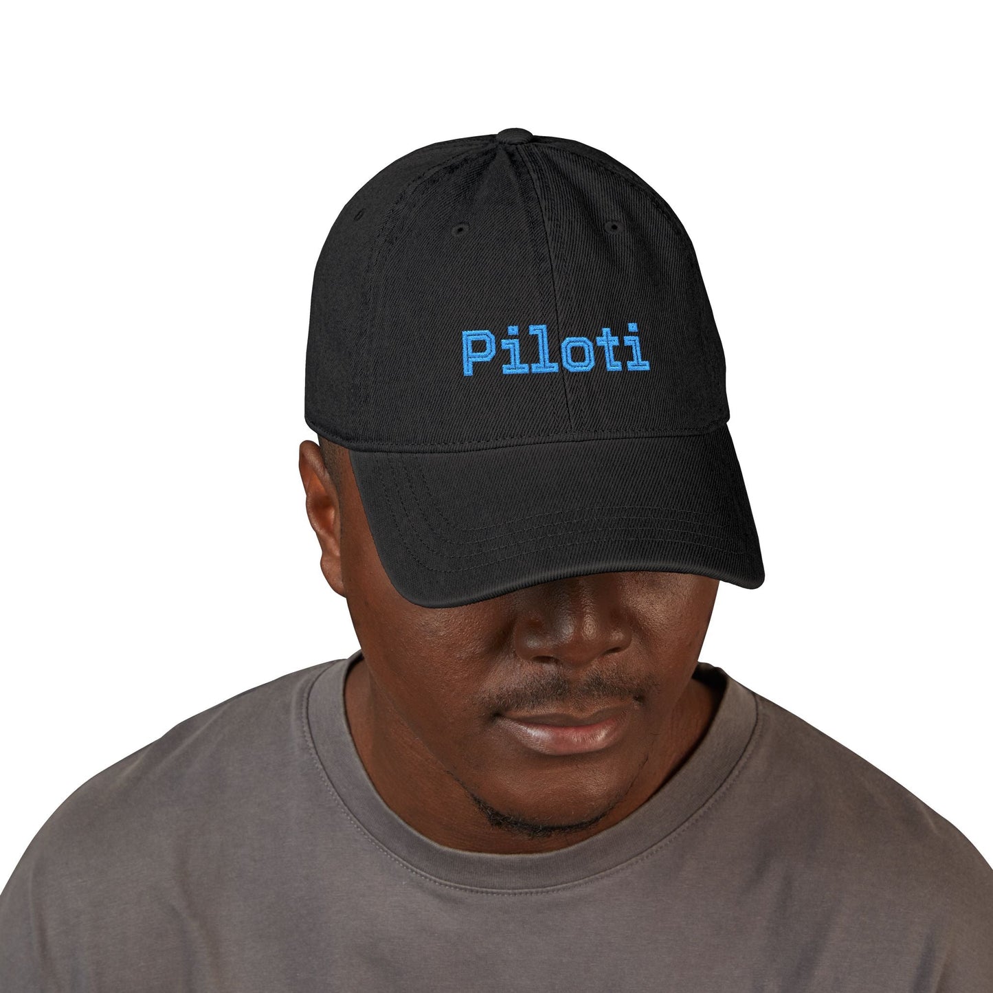 Denim Baseball Cap Piloti in black Printify