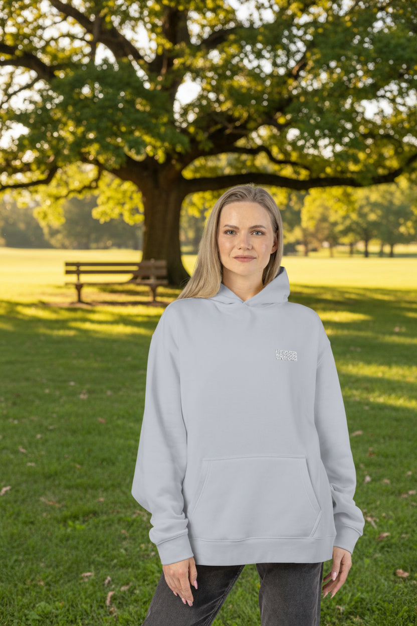Woman wearing a White Paparazzi Avantgarde Powder White Hoodie Printify