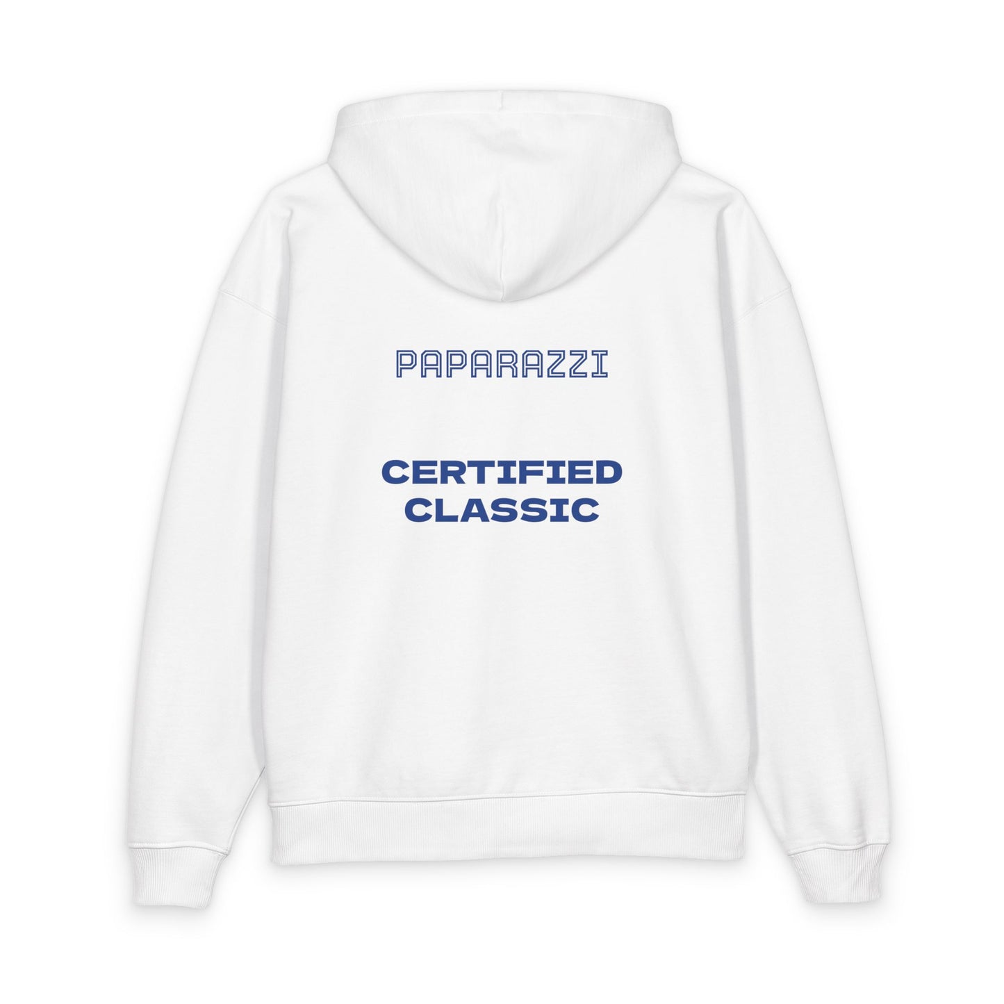 Organic Hoodie by Paparazzi in white with navy blue