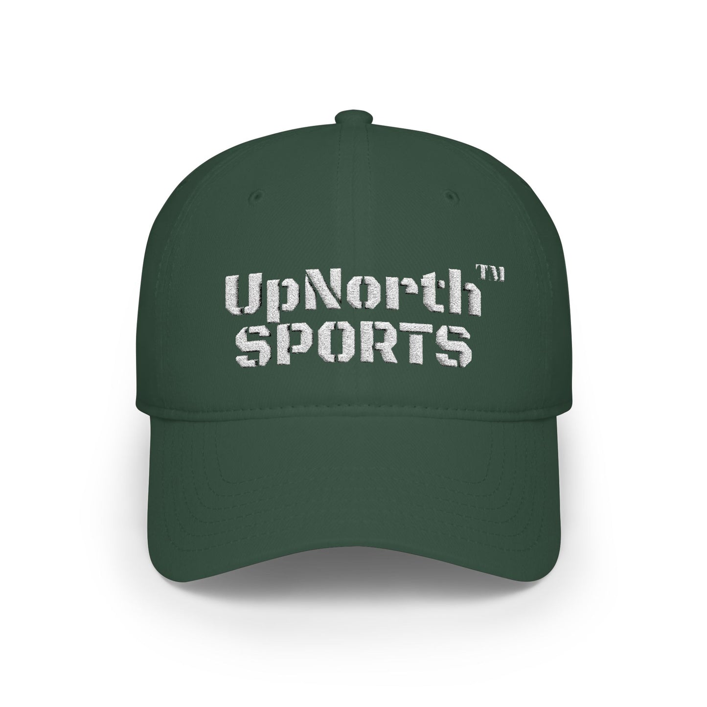 Dark green UpNorth Sports white baseball cap frontside - UpNorth SPORTS