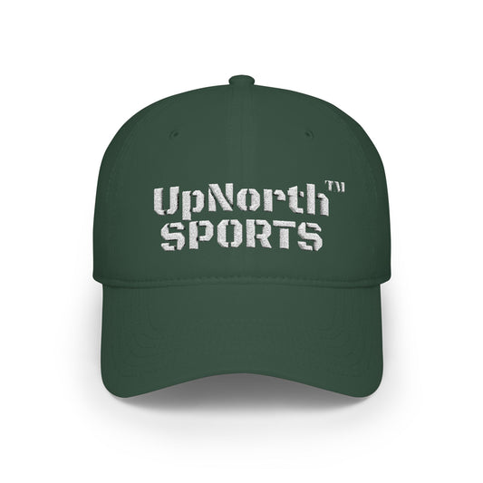 Dark green UpNorth Sports white baseball cap frontside - UpNorth SPORTS