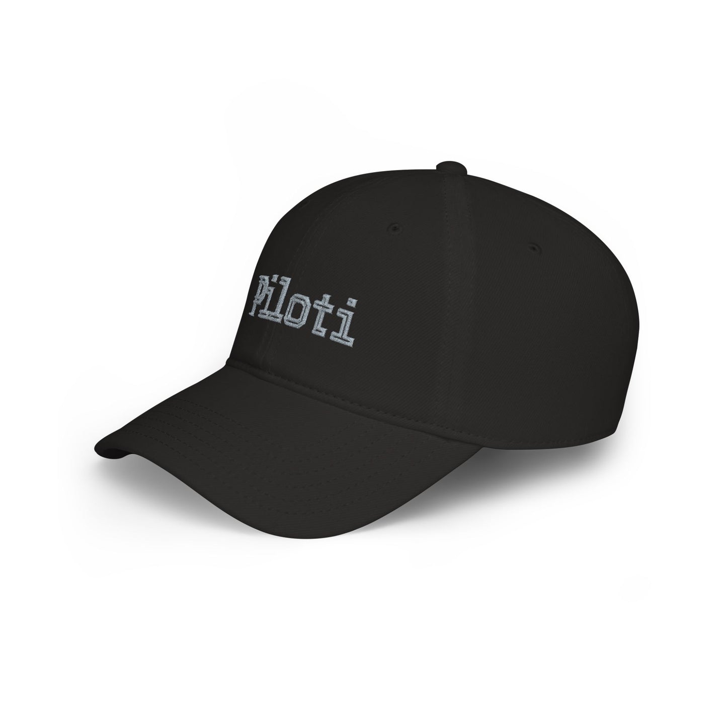 Black Piloti Baseball Cap Embroidered with Grey left side - UpNorth SPORTS