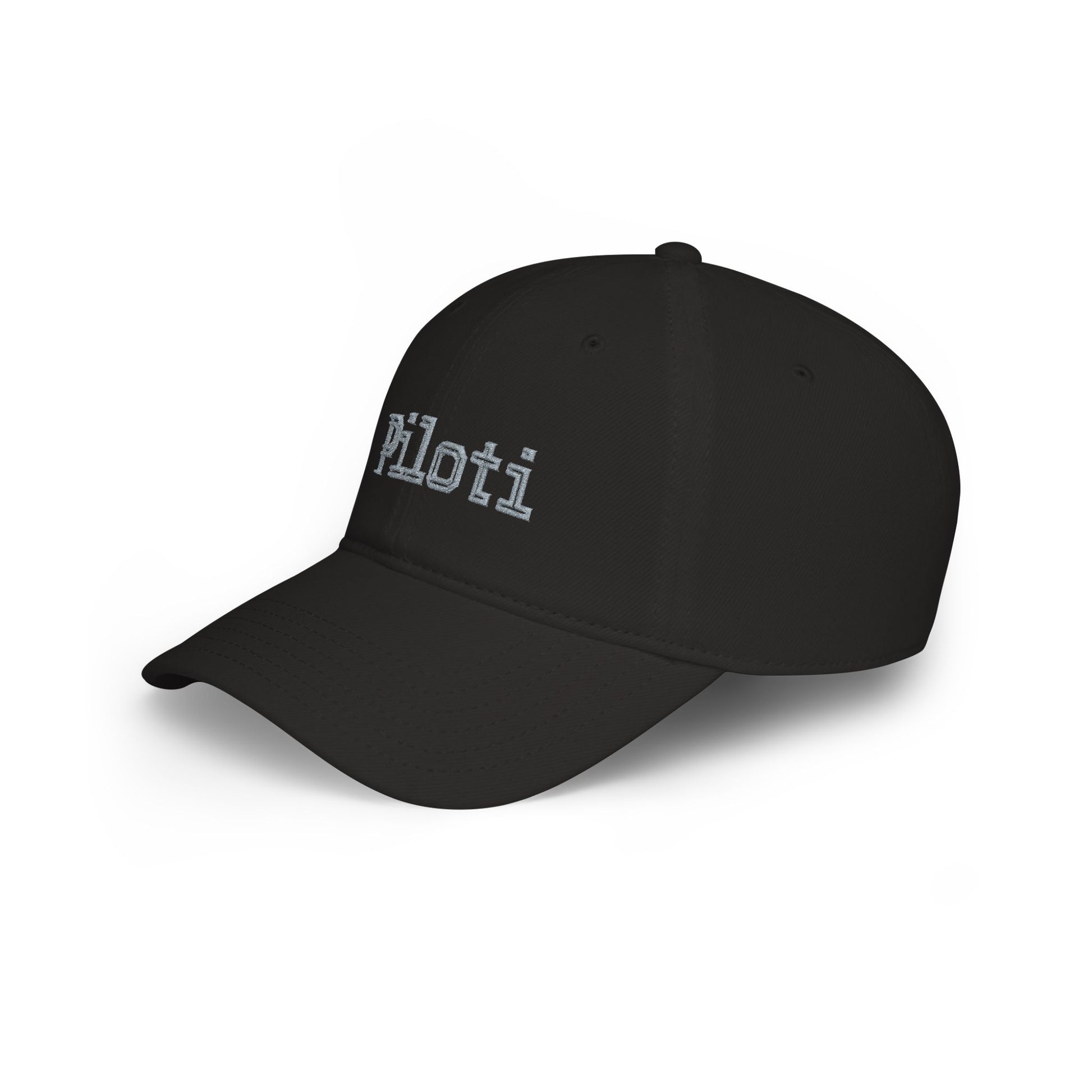 Black Piloti Baseball Cap Embroidered with Grey left side - UpNorth SPORTS