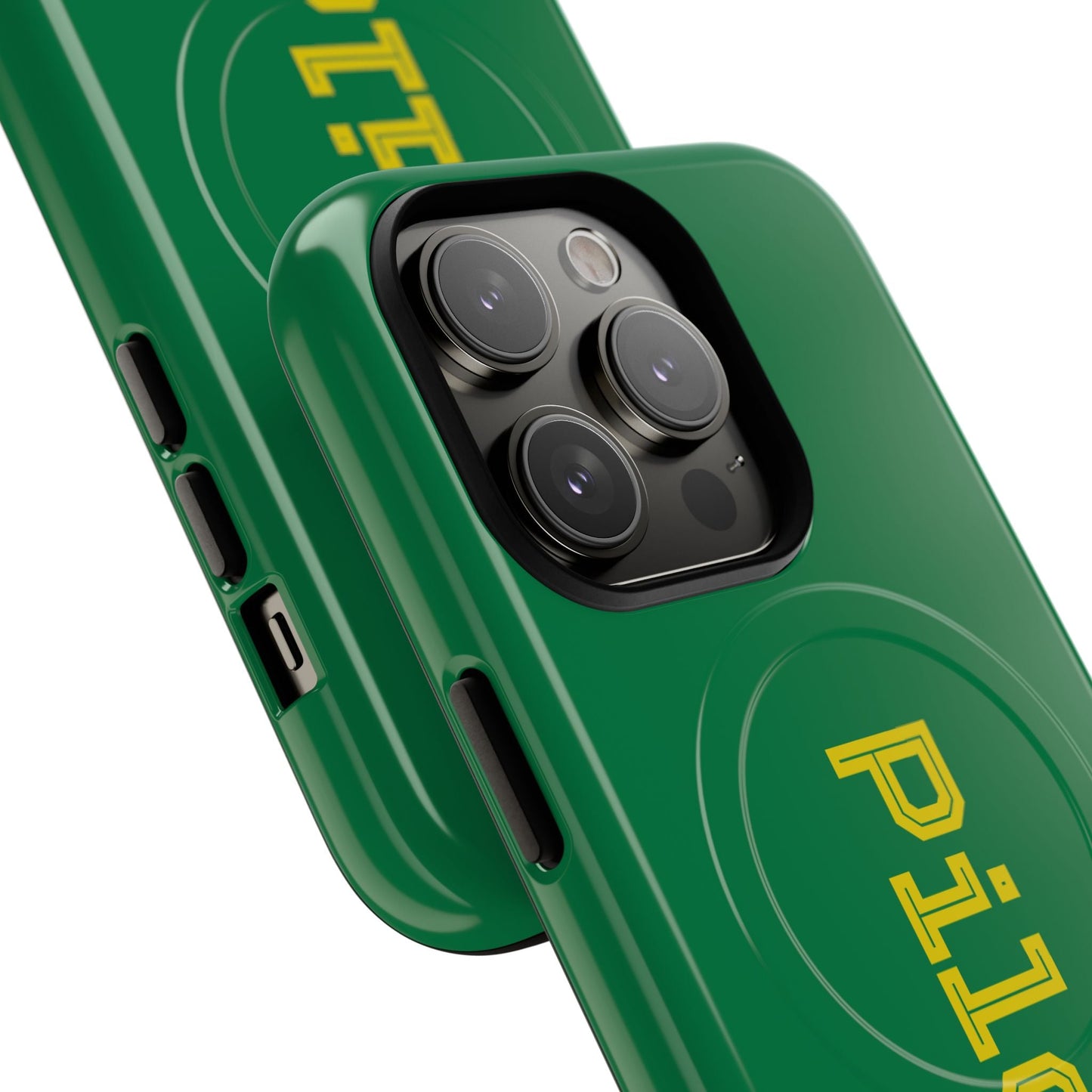 Tough Magnetic iPhone Cases Piloti in dark green with yellow Printify