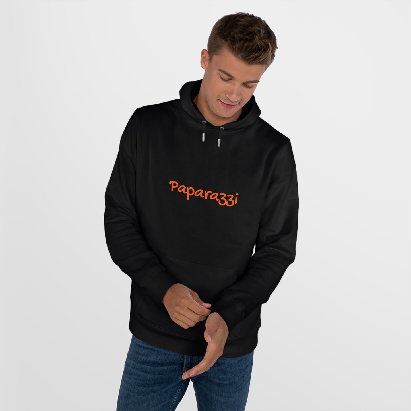Pure Black Paparazzi Flame Orange Hoodie Printify