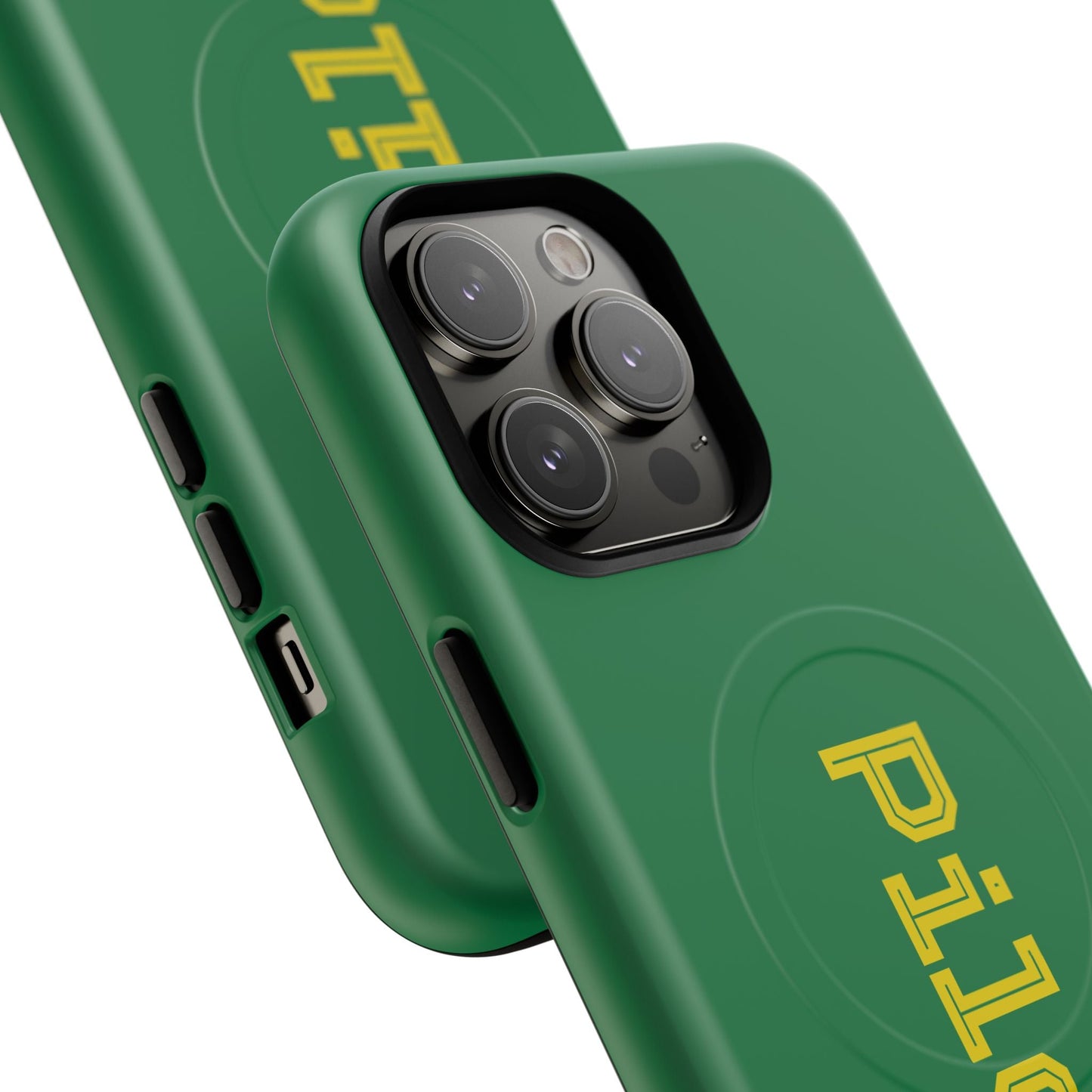 Tough Magnetic iPhone Cases Piloti in dark green with yellow Printify