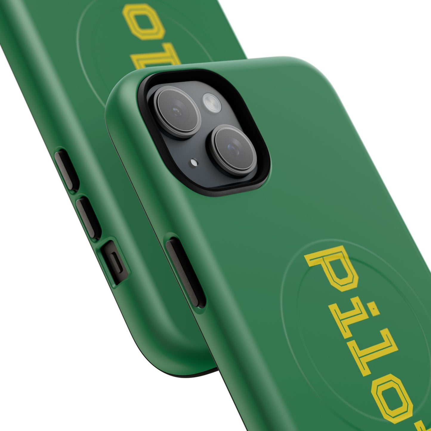Tough Magnetic iPhone Cases Piloti in dark green with yellow Printify