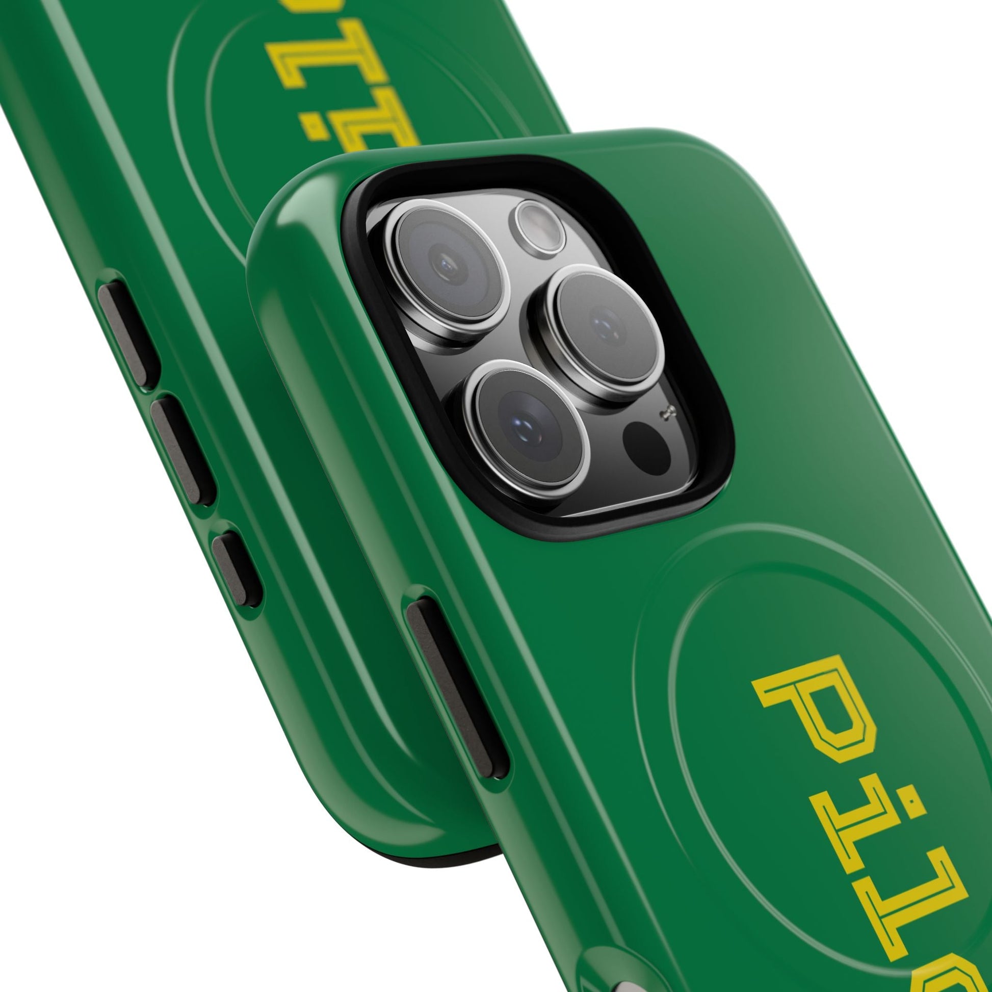 Tough Magnetic iPhone Cases Piloti in dark green with yellow Printify