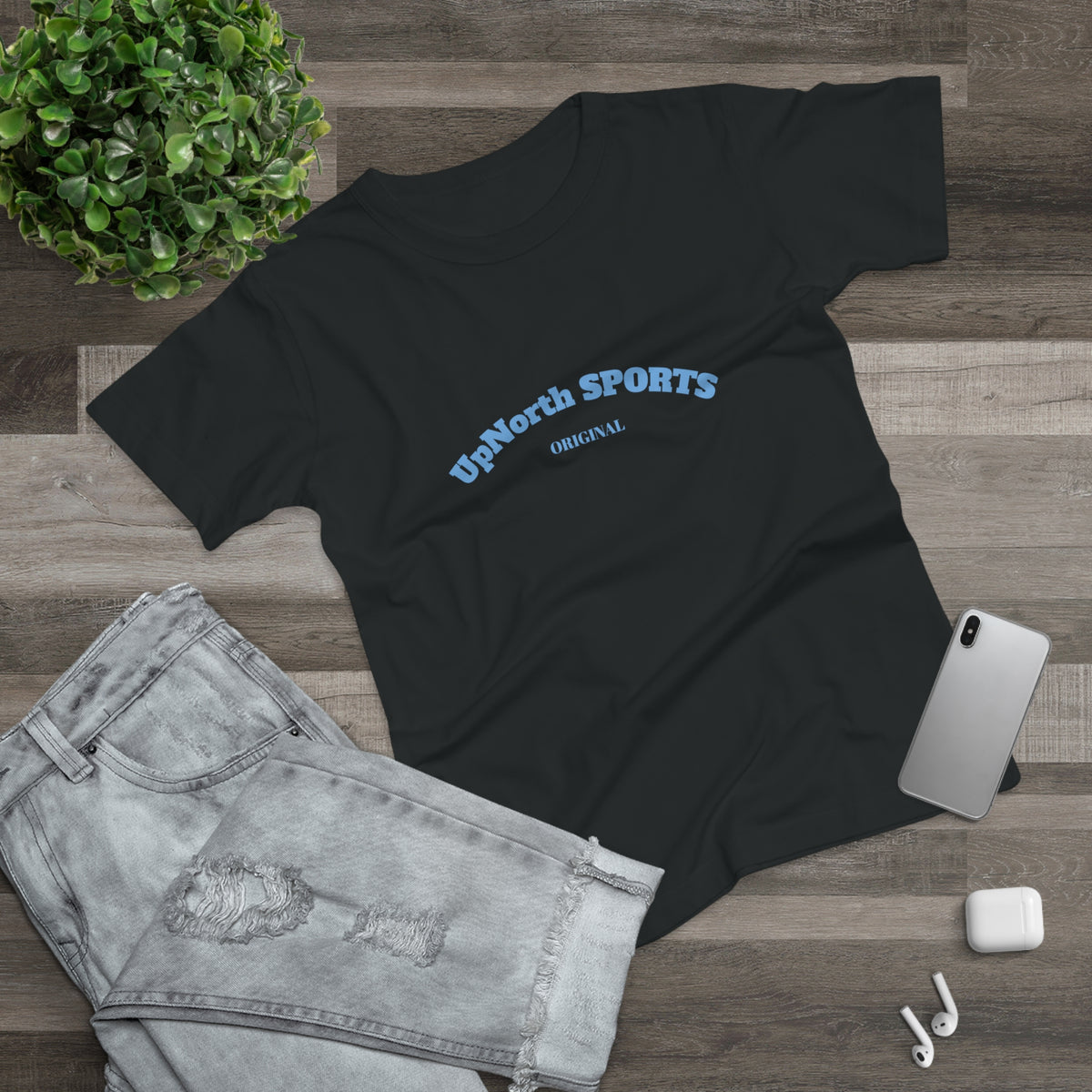 Women Black T-Shirt Light Blue front - UpNorth SPORTS