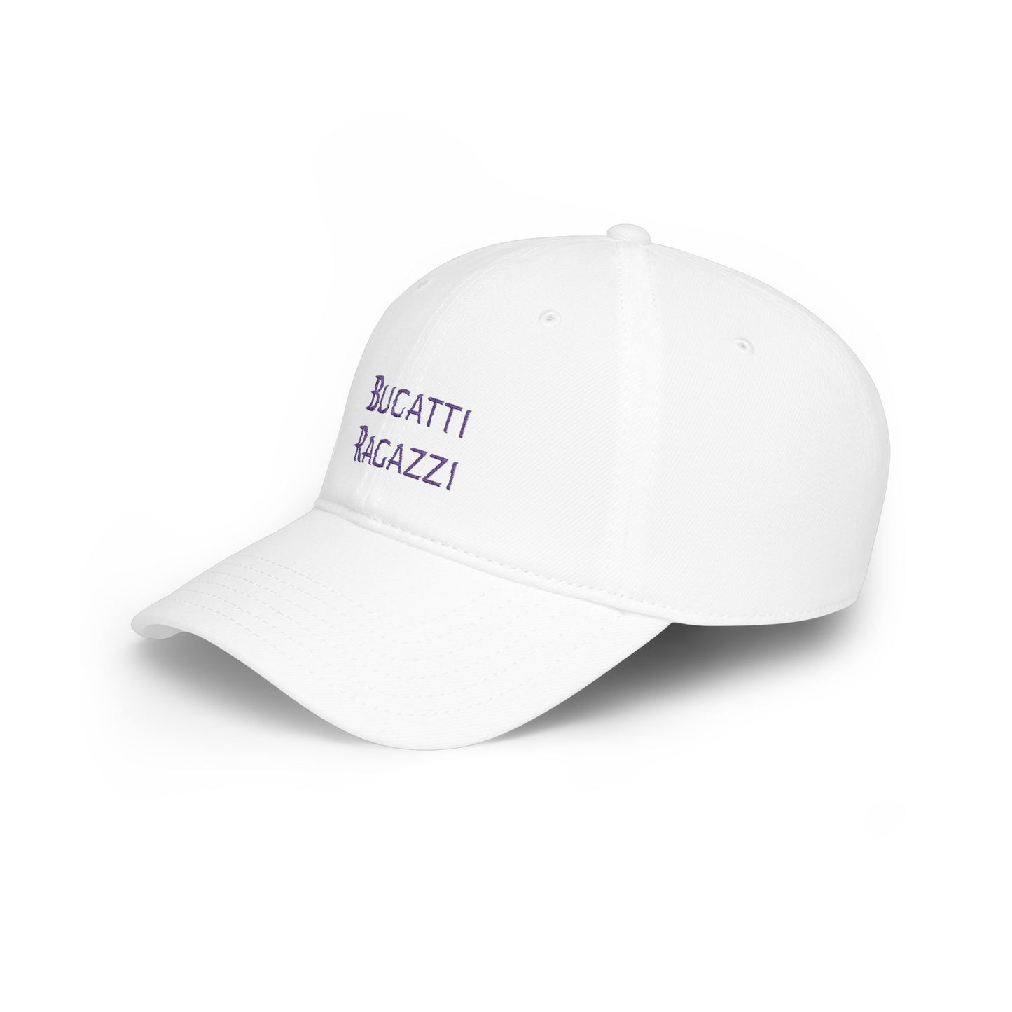 White Bugatti Ragazzi Purple Baseball Cap left side - UpNorth SPORTS