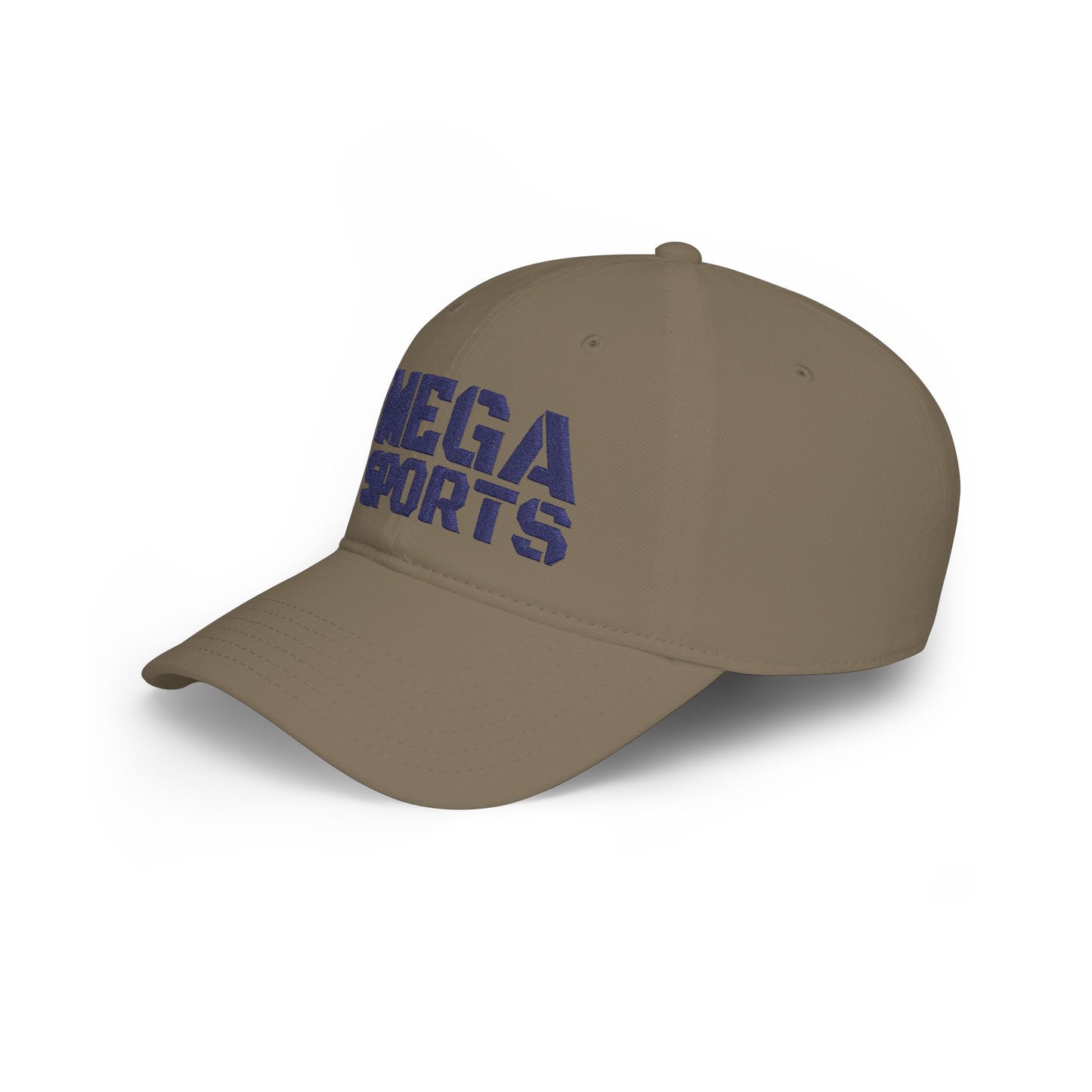 Khaki MEGA Sports Navy Baseball Cap left side - UpNorth SPORTS