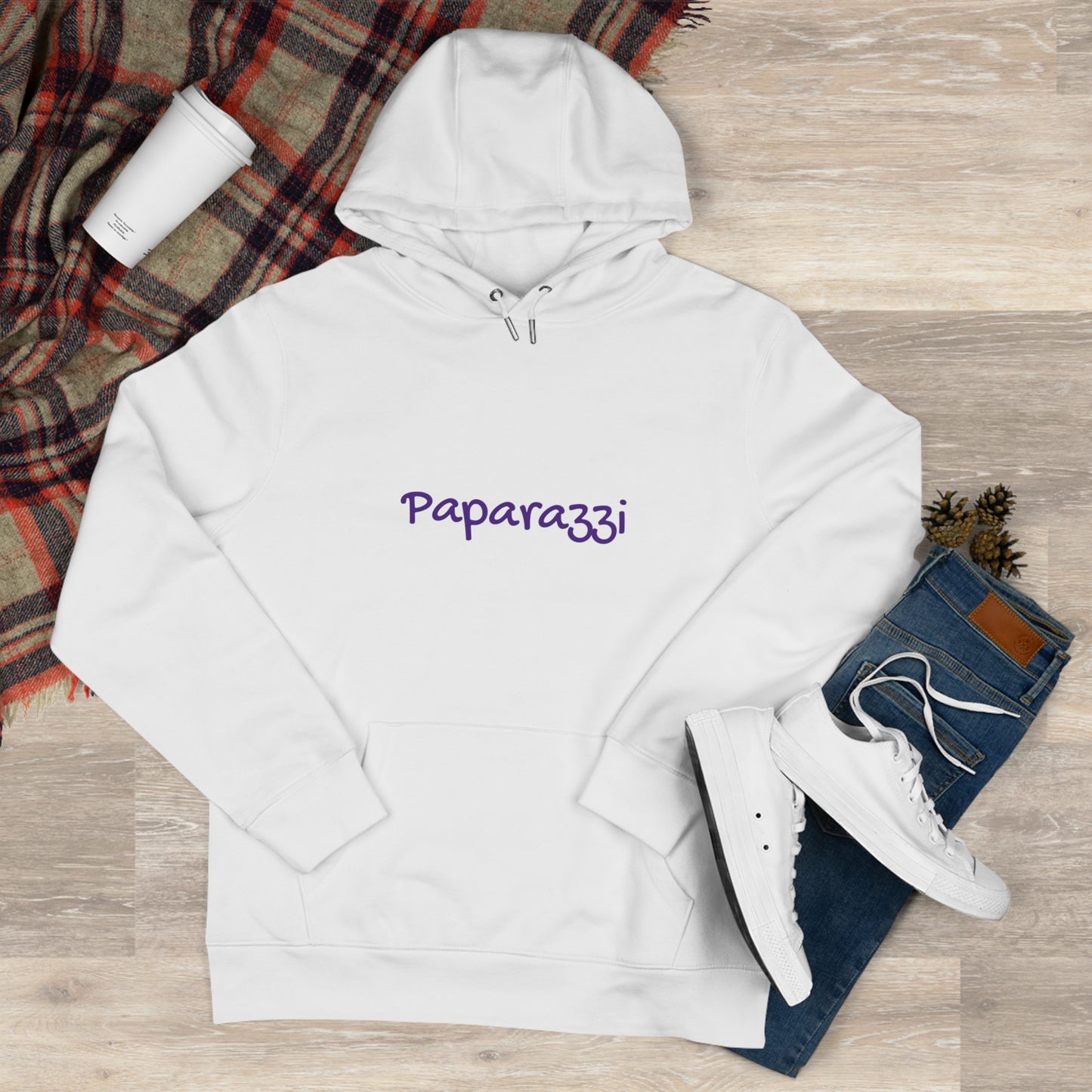 White Paparazzi Purple Hoodie Printify