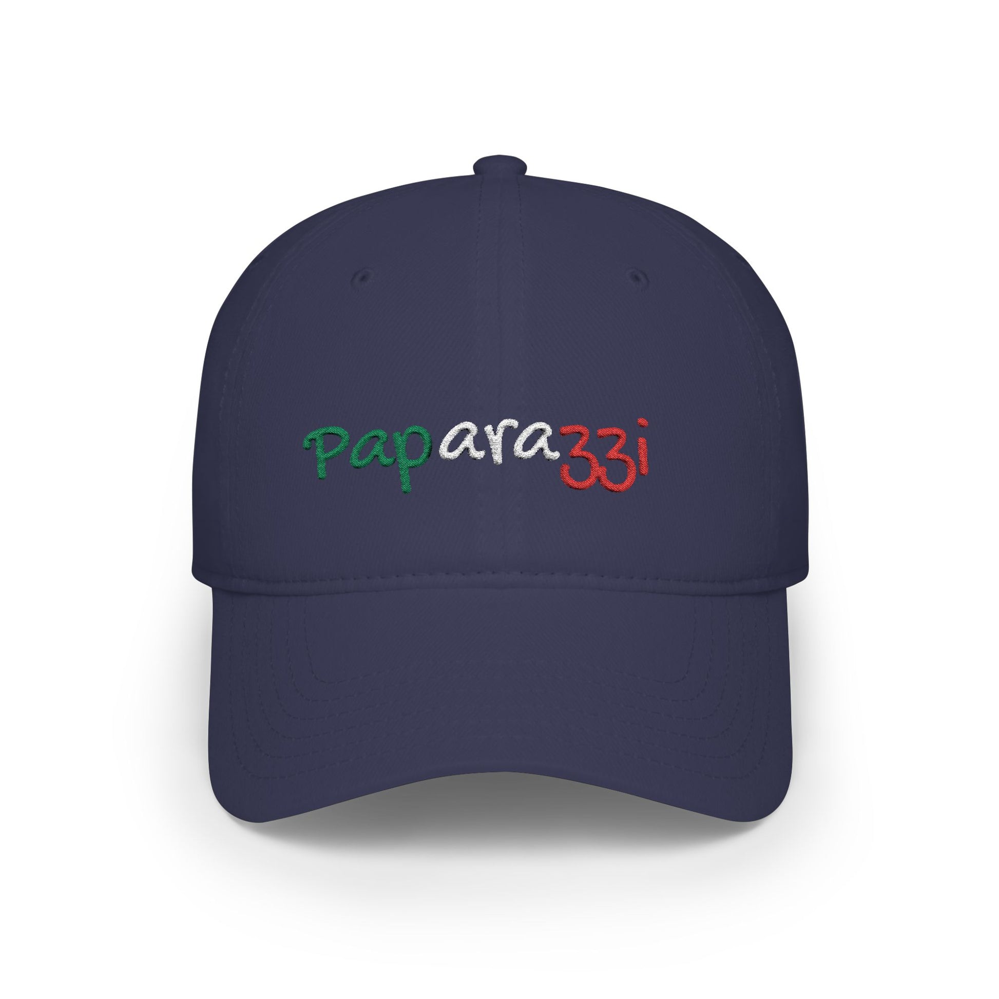 A dark navy Paparazzi baseball cap embroidered with Italy Tricolore frontside - Paparazzi Original
