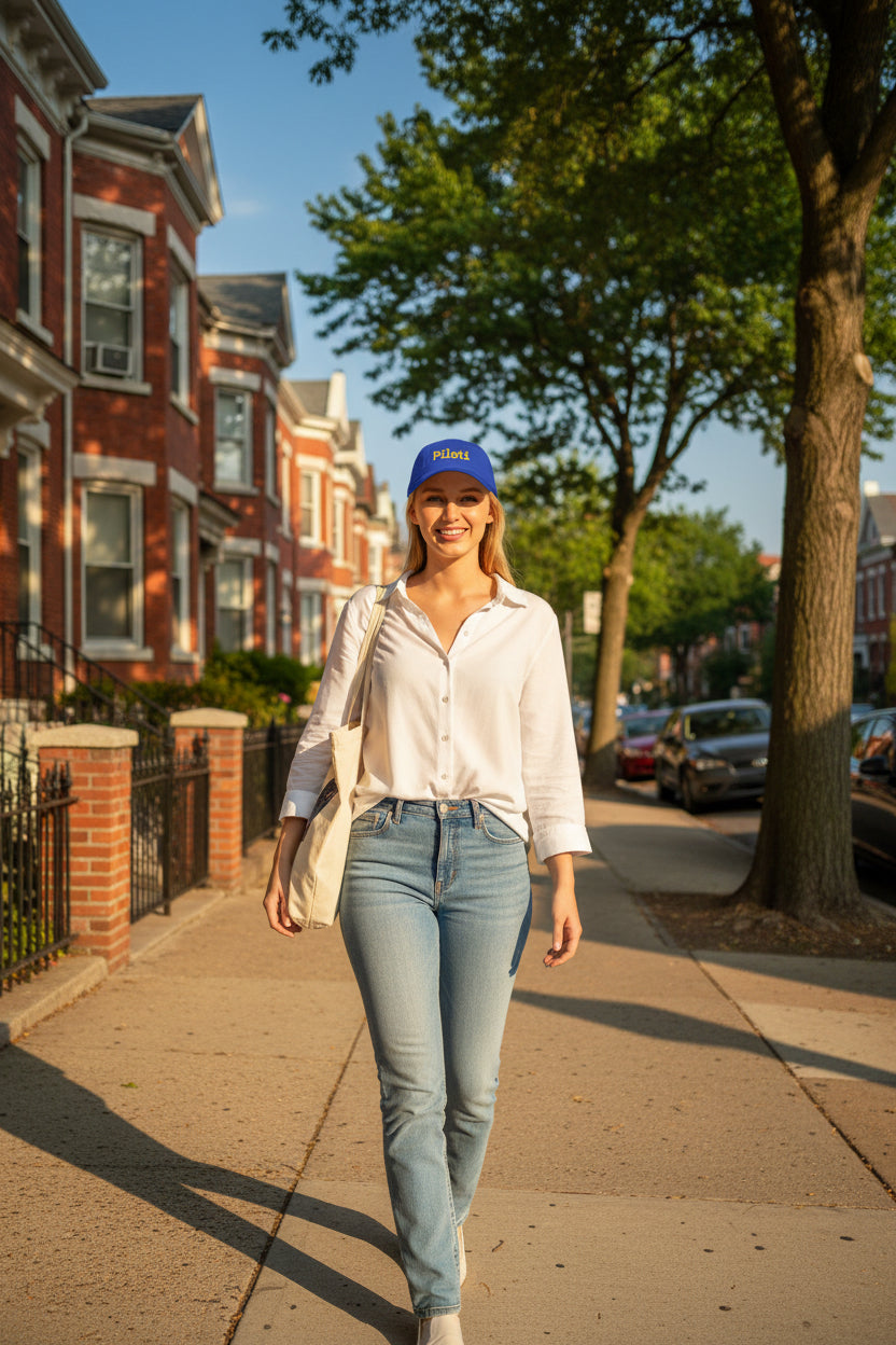 Piloti Baseball Cap Embroidered with Yellow Printify